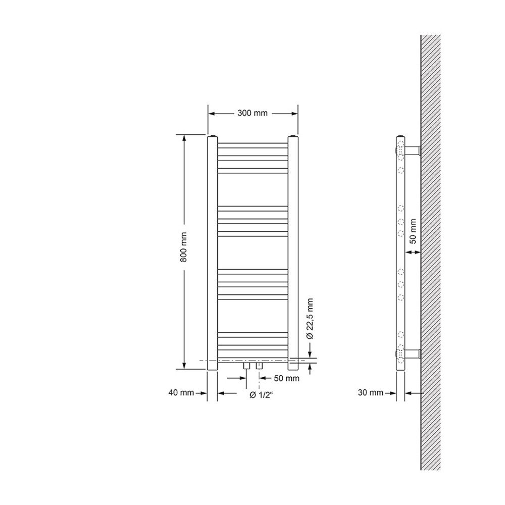 LuxeBath Badheizkörper Sahara Heizkörper Handtuchtrockner Badezimmer Heizung für Handtücher, Design Handtuchheizkörper Handtuchwärmer Mittelanschluss gerade 200 W