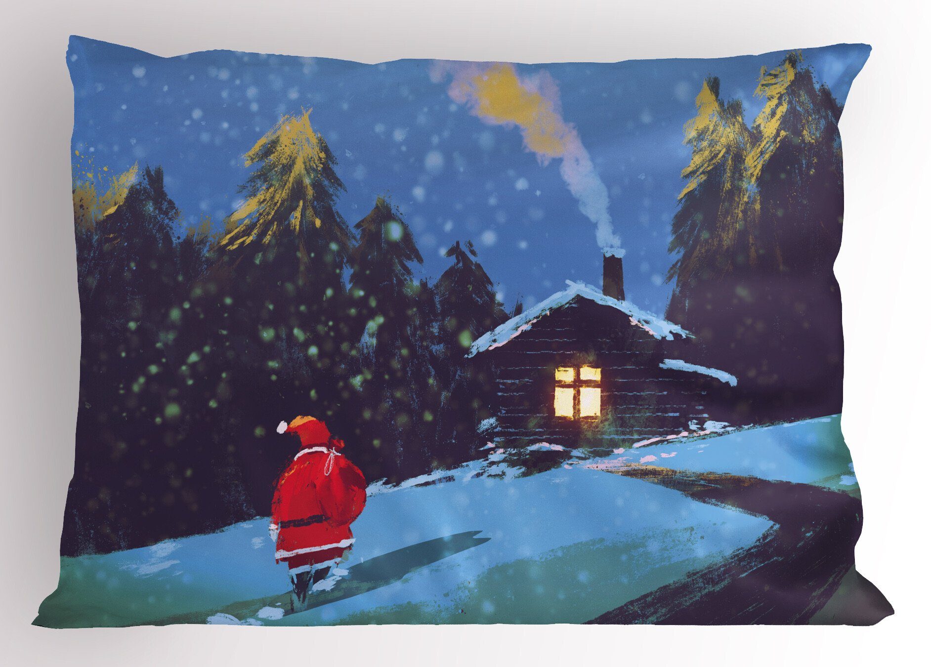 Kissenbezüge Dekorativer Standard King Size Gedruckter Kissenbezug, Abakuhaus (1 Stück), Weihnachten Weihnachtsmann in Mountain