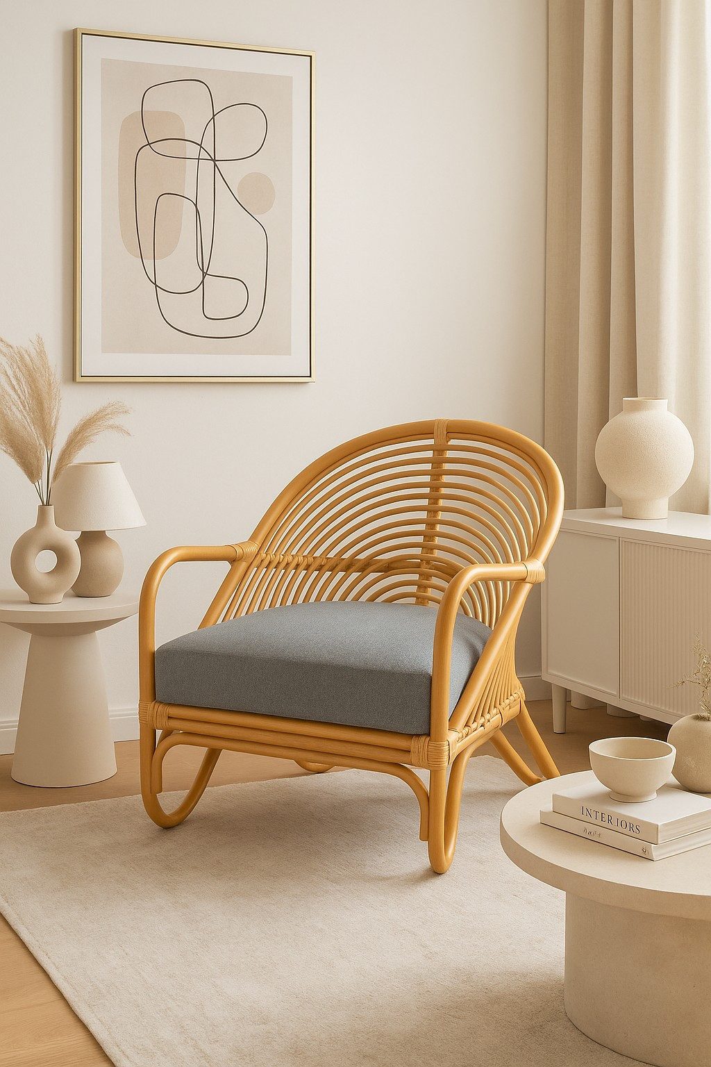 moebel-direkt-online Loungesessel Rattansessel mit Sitzkissen