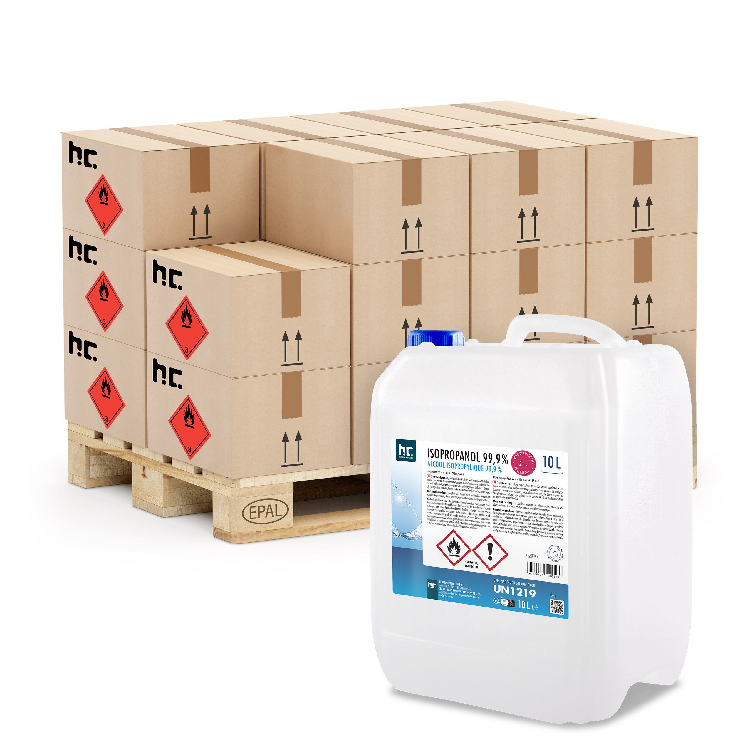 Höfer Chemie GmbH 40x 10 L Isopropanol 99,9% Grundreiniger (Reinigt und entfettet zuverlässig)