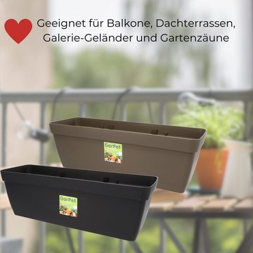 GarPet Balkonkasten Blumenkasten mit Halterung - Wasserspeicher 50 cm anthrazit