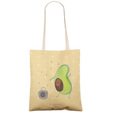 Mr. & Mrs. Panda Tragetasche Avocado Tanzen - Gelb Pastell - Geschenk, Tragetasche, Gesund, Beutel (1-tlg), Robust & Belastbar