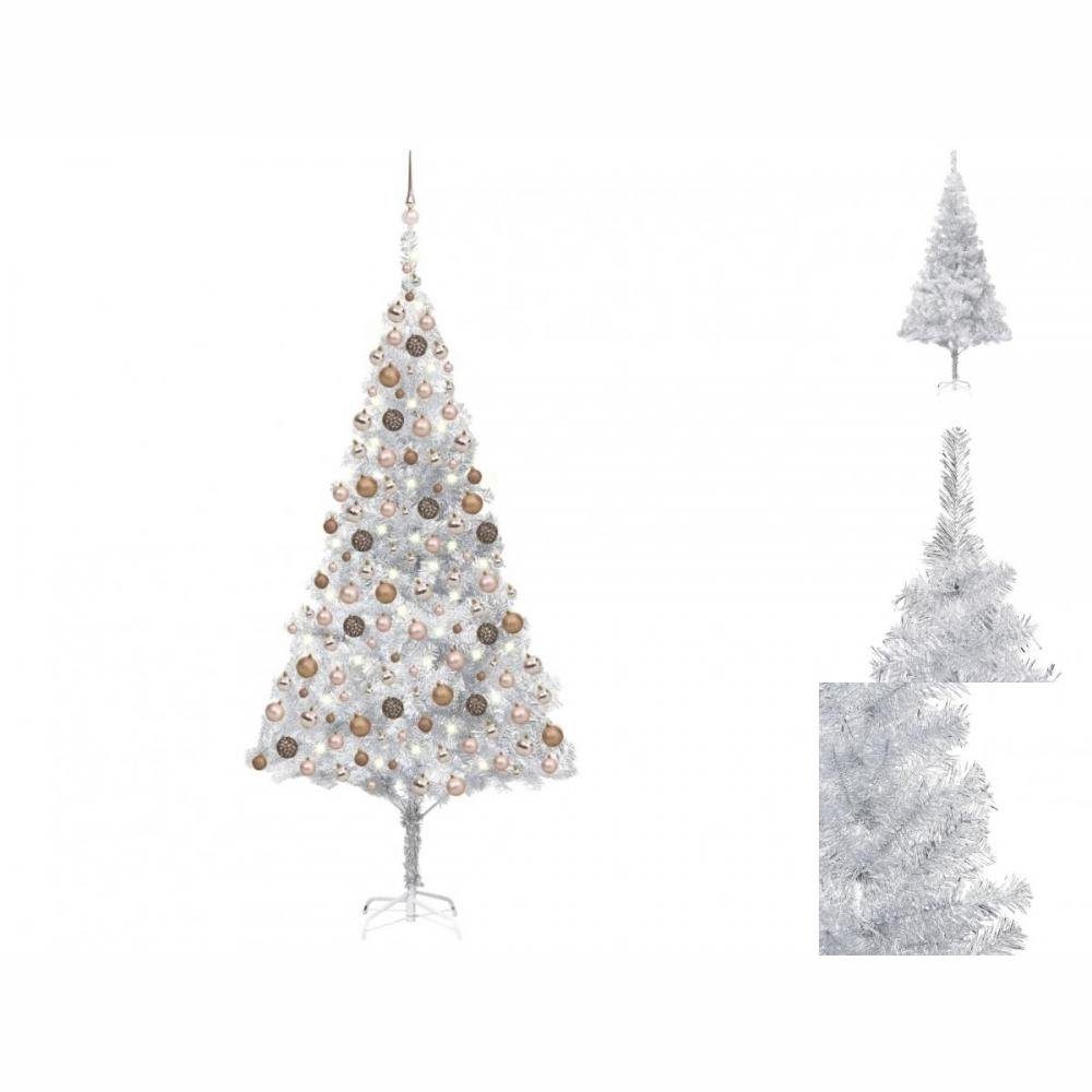 vidaXL Künstlicher Weihnachtsbaum Künstlicher Weihnachtsbaum mit LEDs Kugeln Silbern 210cm PET