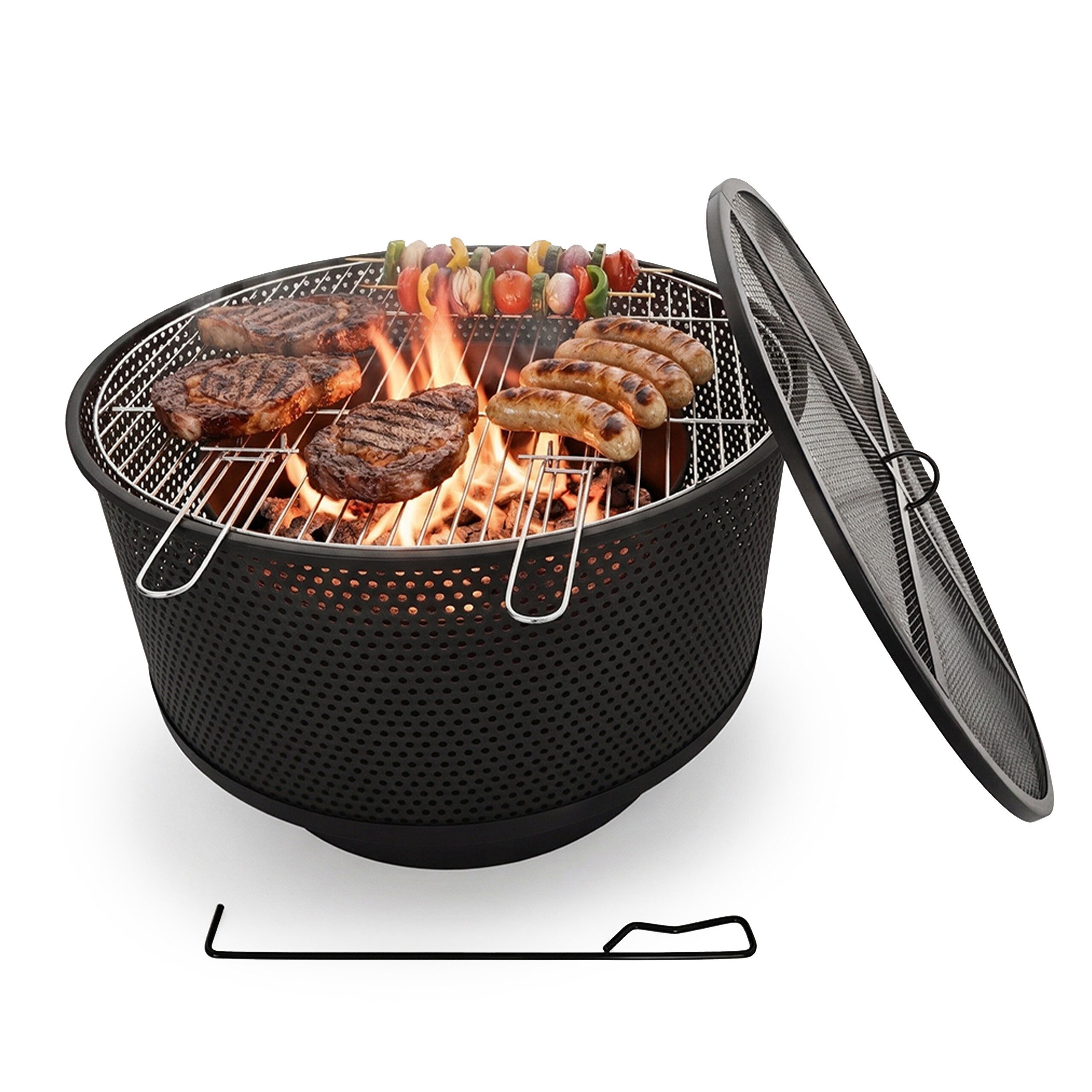 relaxdays Feuerschale mit Grillrost