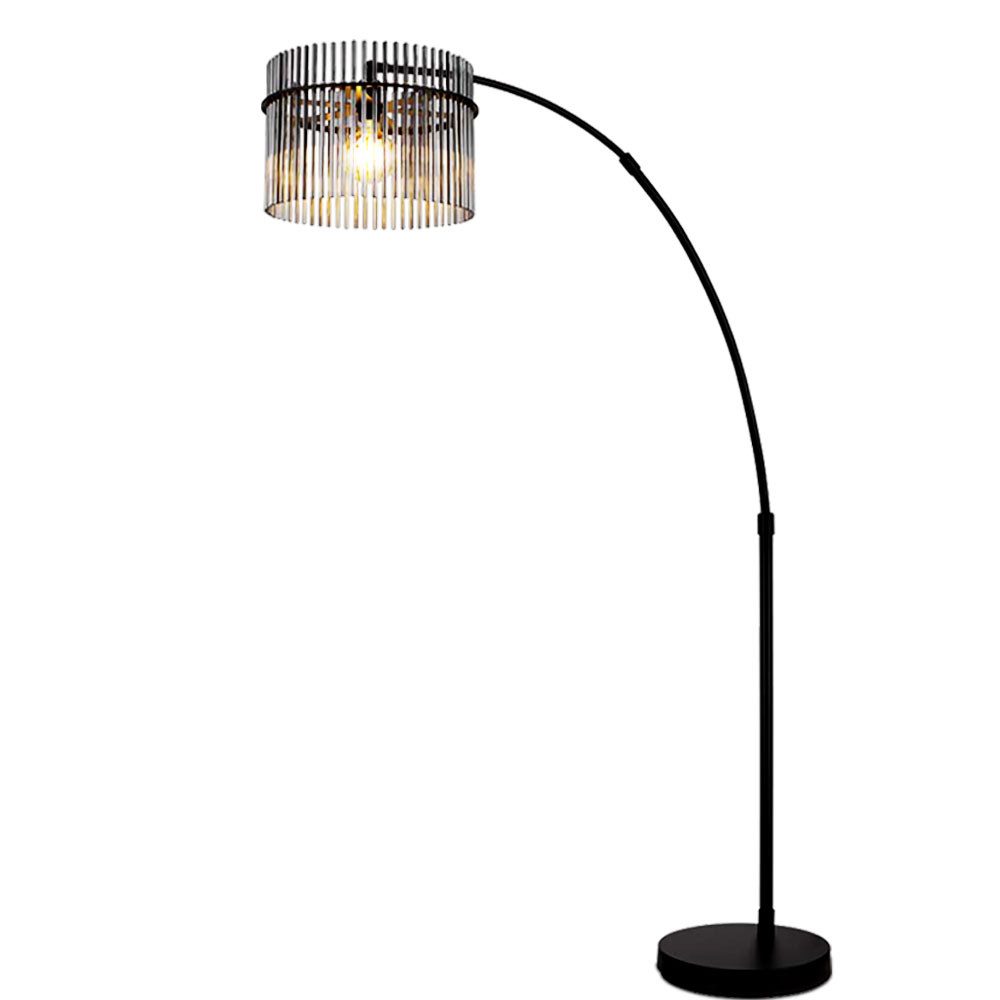 GLOBO LIGHTING LED Stehlampe, Leuchtmittel inklusive, Warmweiß, LED Bogenstehleuchte Stehlampe Glas rauch Höhenverstellbar schwarz