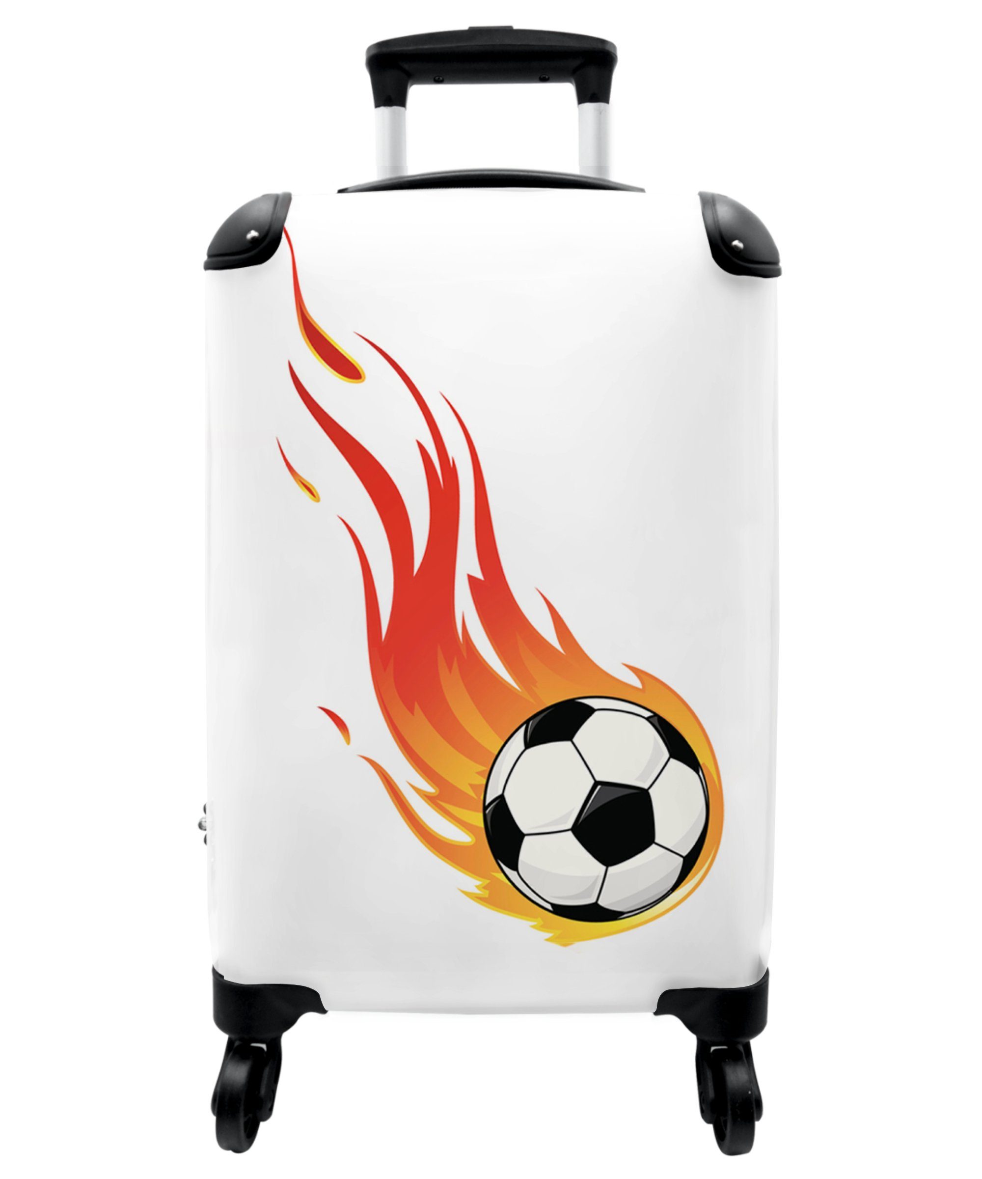 Koffer Feuer Kindertrolley, Ferien, Reisetasche - NoBoringSuitcases.com© Kinder, Kinderkoffer 55x35x20cm Fußball Jungen für - rollen, Rollen, - - mit 4 Illustration Handgepäck