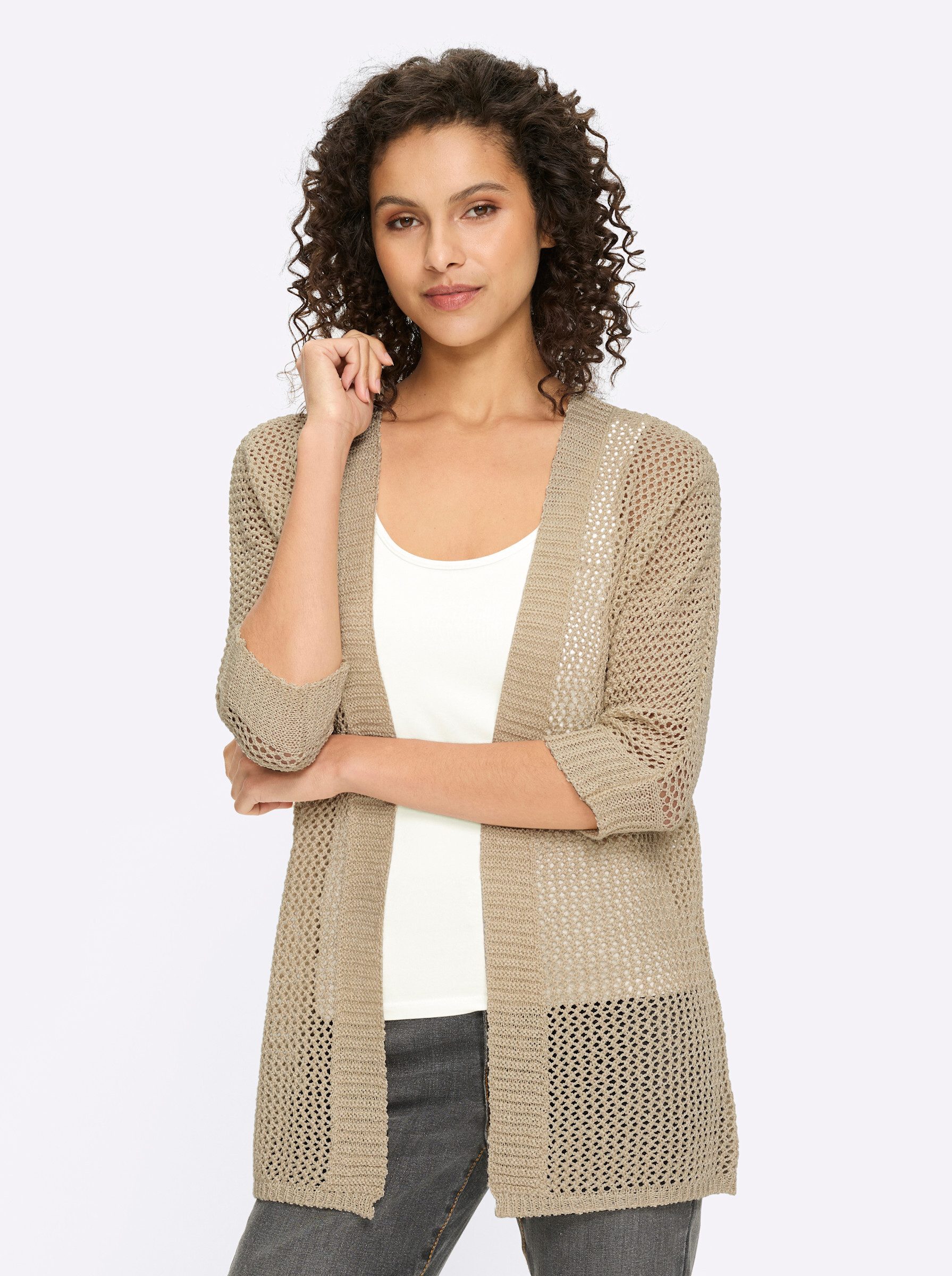 heine Strickjacke Strickjacke 3/4-Arm Ajour günstig online kaufen