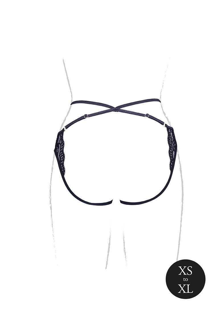 Slip Léna Brief with Open Crotch and Buttocks Black Onesize - Queensize