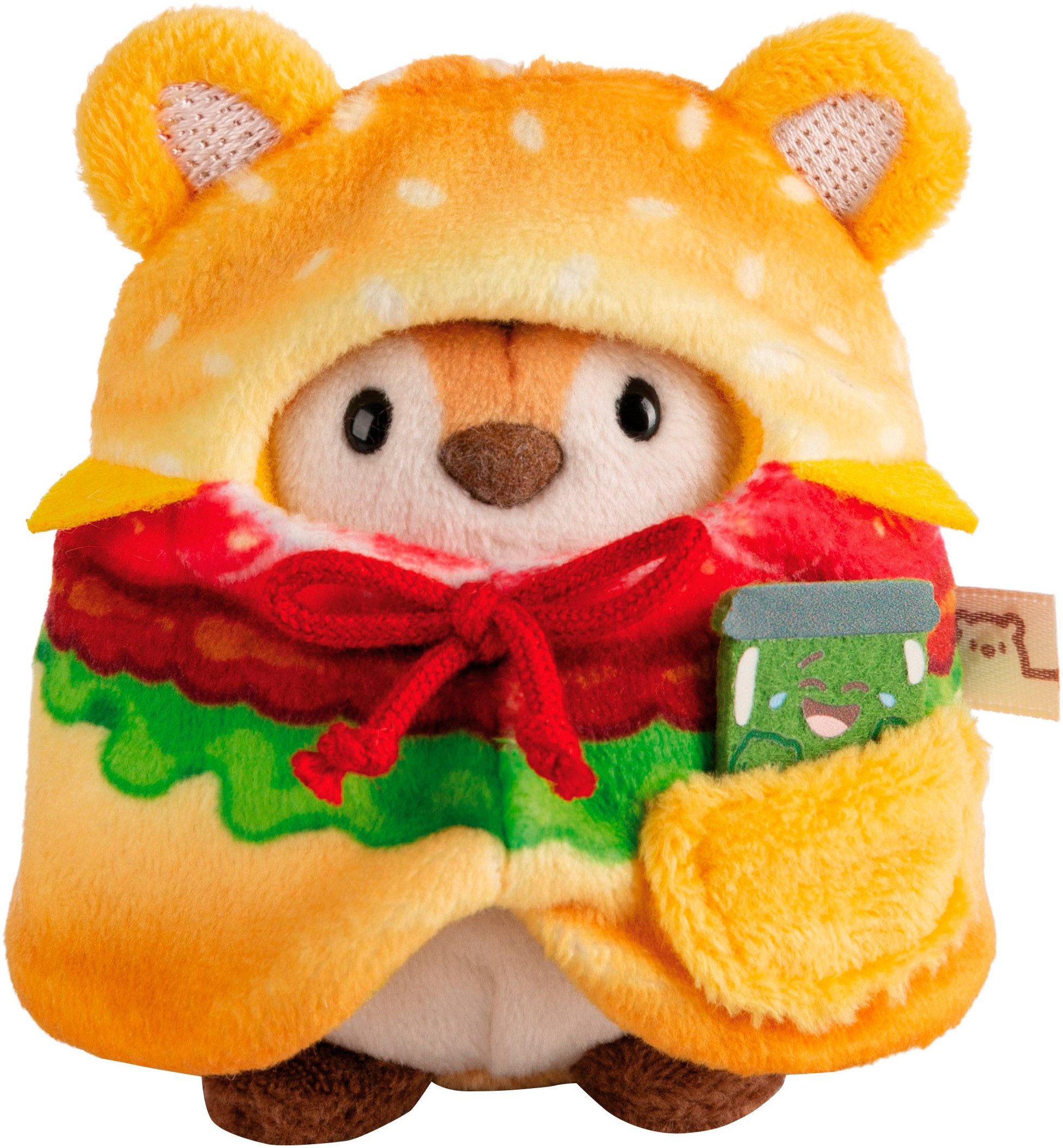 Nici Kuscheltier mymochi, Set Tiger Tiggy 8 cm mit Gurkenglas und Hamburgerkostüm