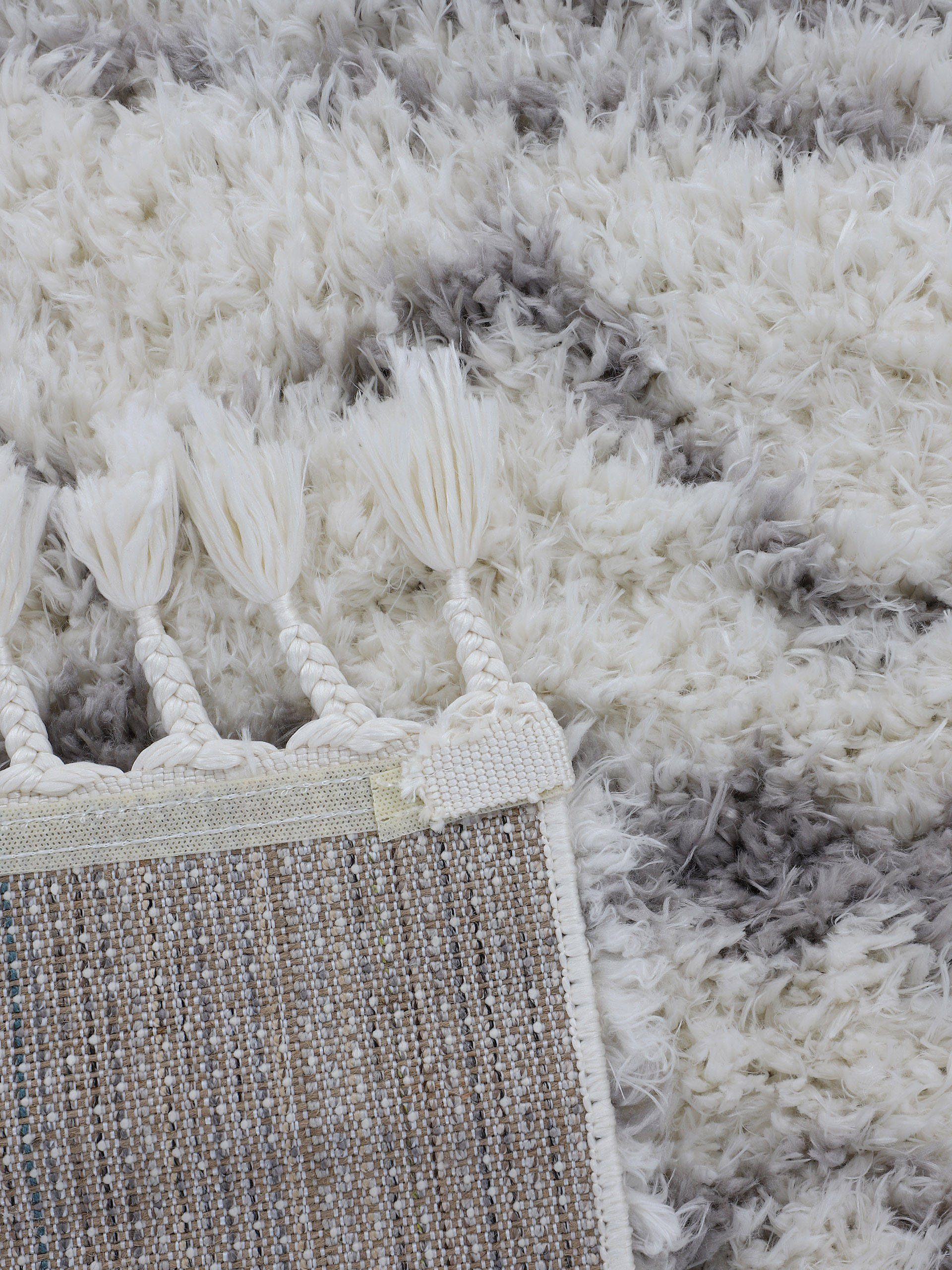 carpetfine Hochflor-Teppich Eddy, rund, Höhe: 30 mm, Shaggy Langflor mit Fransen, starke Größenauswahl, Wohnzimmer