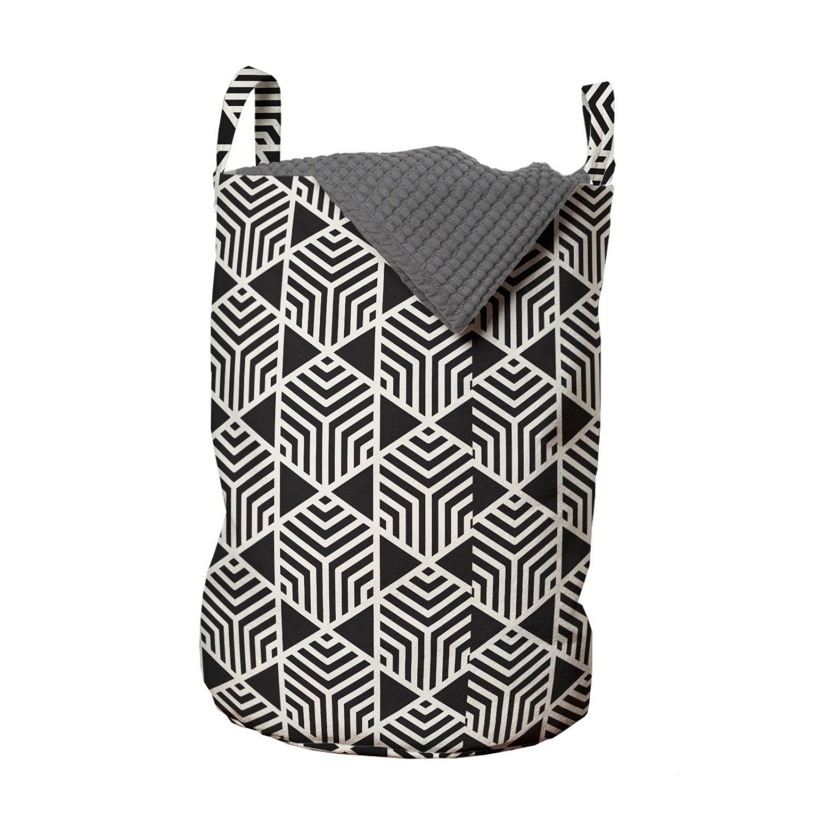Abakuhaus Gitter Gitter Waschsalons, Kordelzugverschluss Einfache mit für Linien Hexagons Griffen Wäschekorb Wäschesäckchen