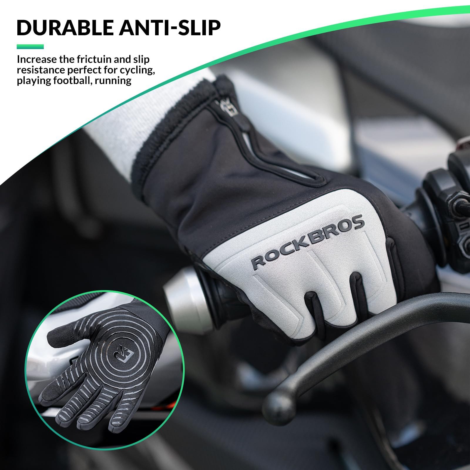ROCKBROS Fahrradhandschuhe Touchscreen Winterhandschuhe Winddichte rutschfeste Laufhandschuhe Rutschfestes Design