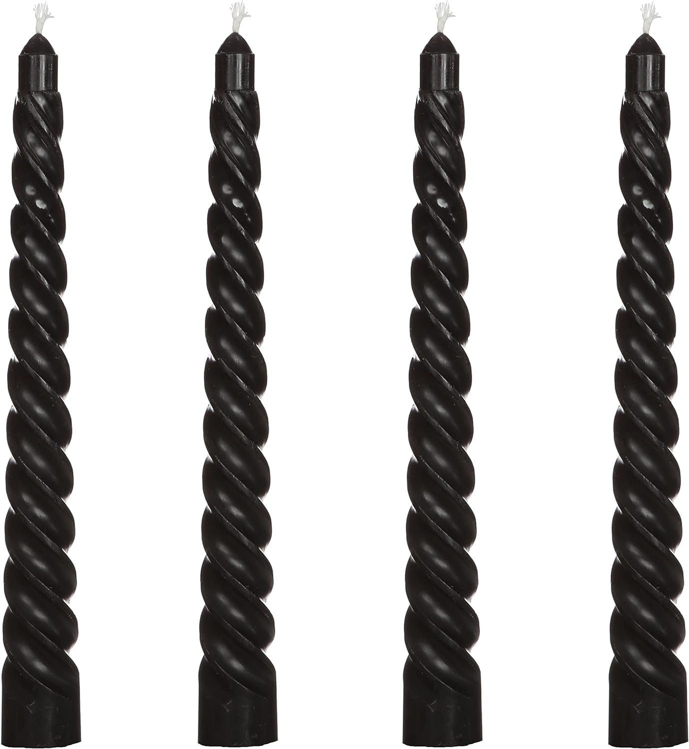 Spitzkerze Stabkerzen 4er Set schwarz gedreht Kerzen Twist