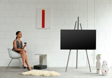 wissmann raumobjekte luxuriöser Standfuß für Flachbildschirme TV-Ständer, (bis 55,00 Zoll, TV Standfuß, Stativ in Edelstahl, Made in Germany)