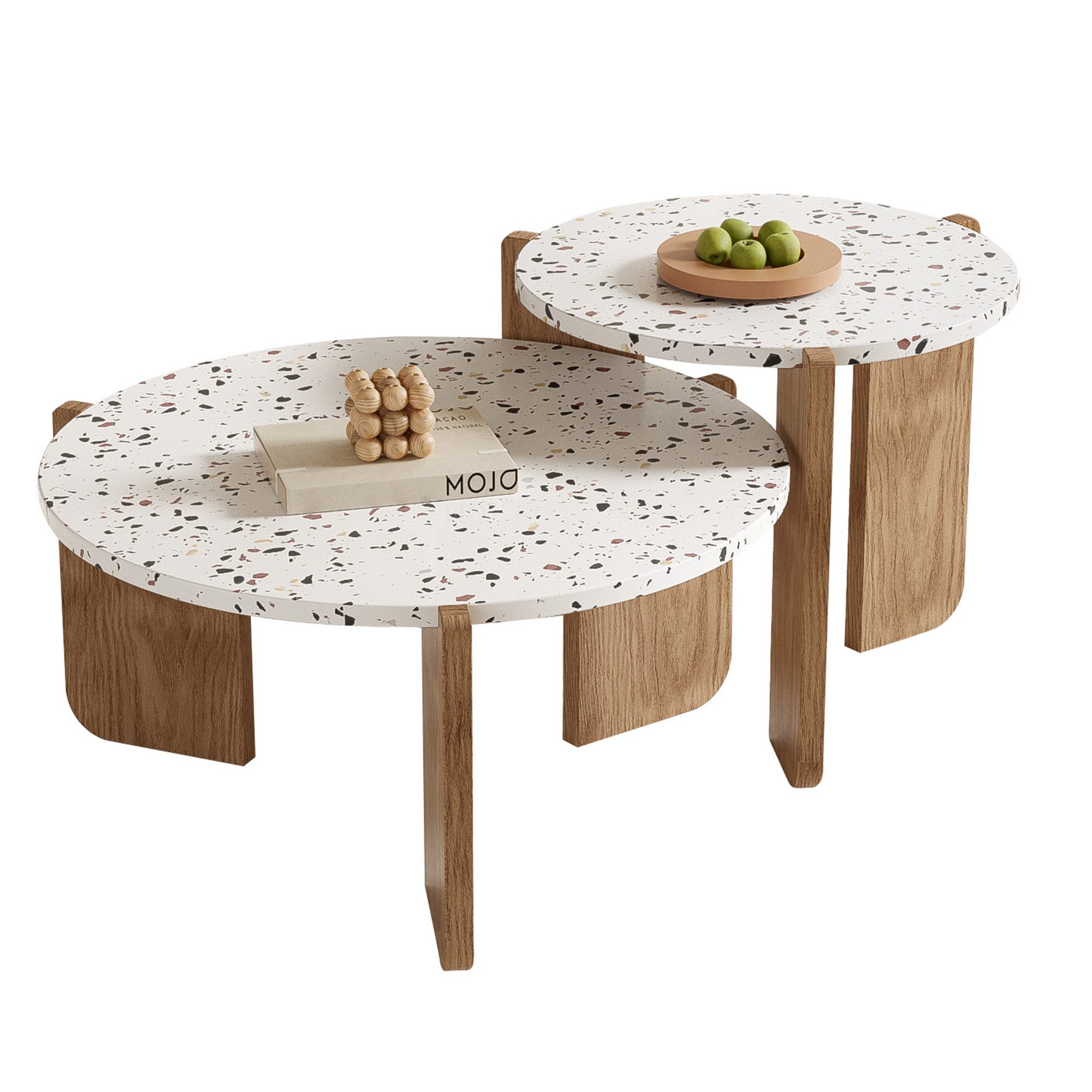 Merax Couchtisch Set Scandi, Beistelltisch Set mit Holzbeine, Satztisch Set günstig online kaufen