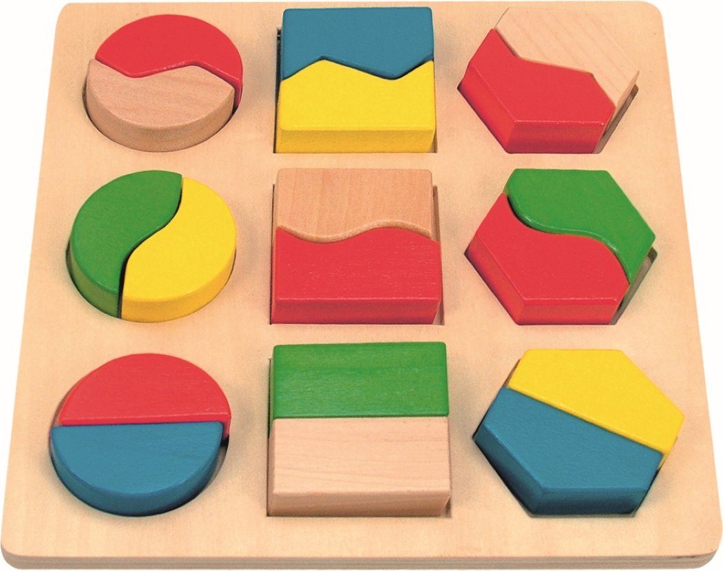 Woodyland Lernspielzeug 90005 Holz - Legepuzzle zum Thema geometrische Formen und Farben