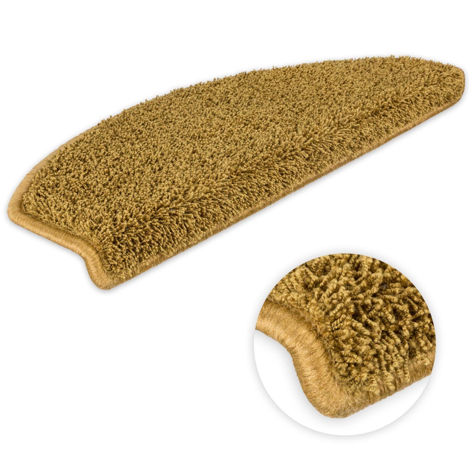 Metzker® Stufenmatte Shaggy Stufenmatten Emphoria Halbrund ocker 15 Stück, günstig online kaufen