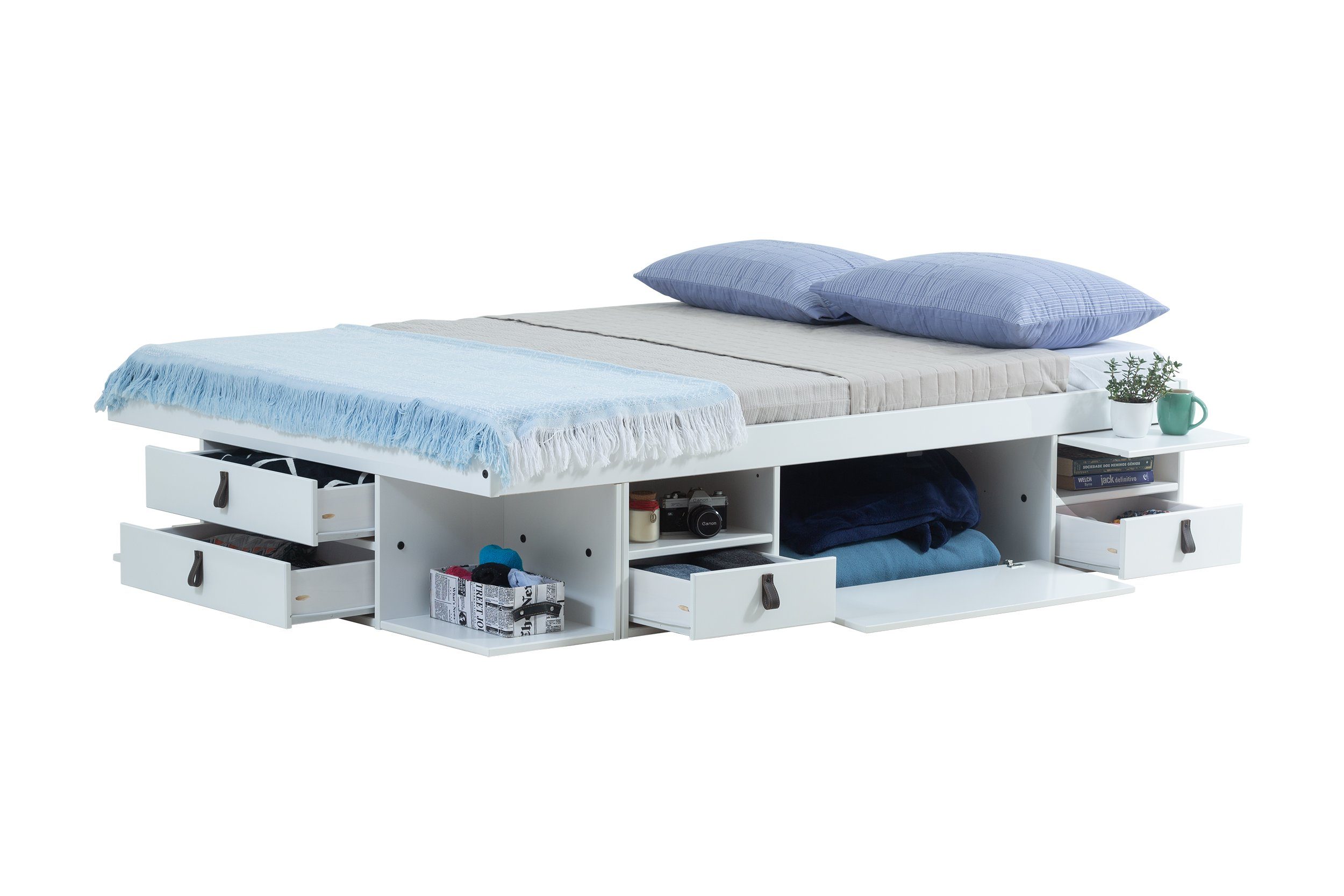 Memomad Stauraumbett Bali Schrankbett 140x200 160x200 180x200 140x190 Lösung (BALI BETTEN), praktisches Ordnungssystem mit viele Fächer und Stauraum