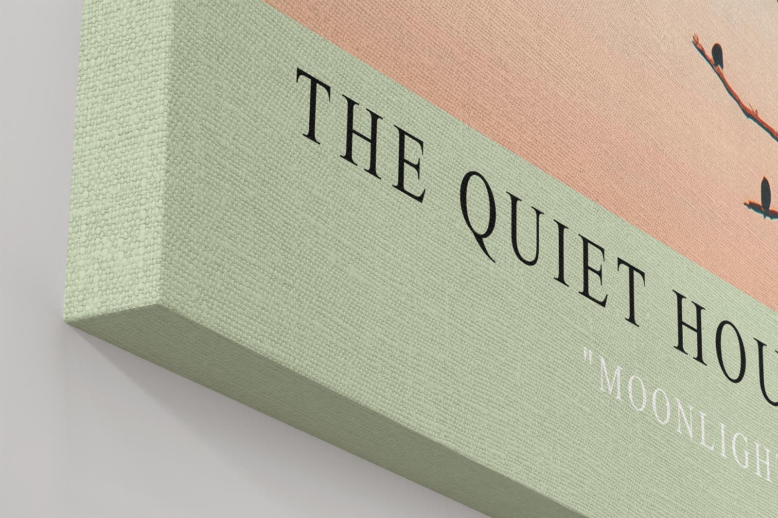 Sinus Art Leinwandbild Baum Vögel Mond Blau Rosa Minimalismus Ruhe Modern Design Wandbild