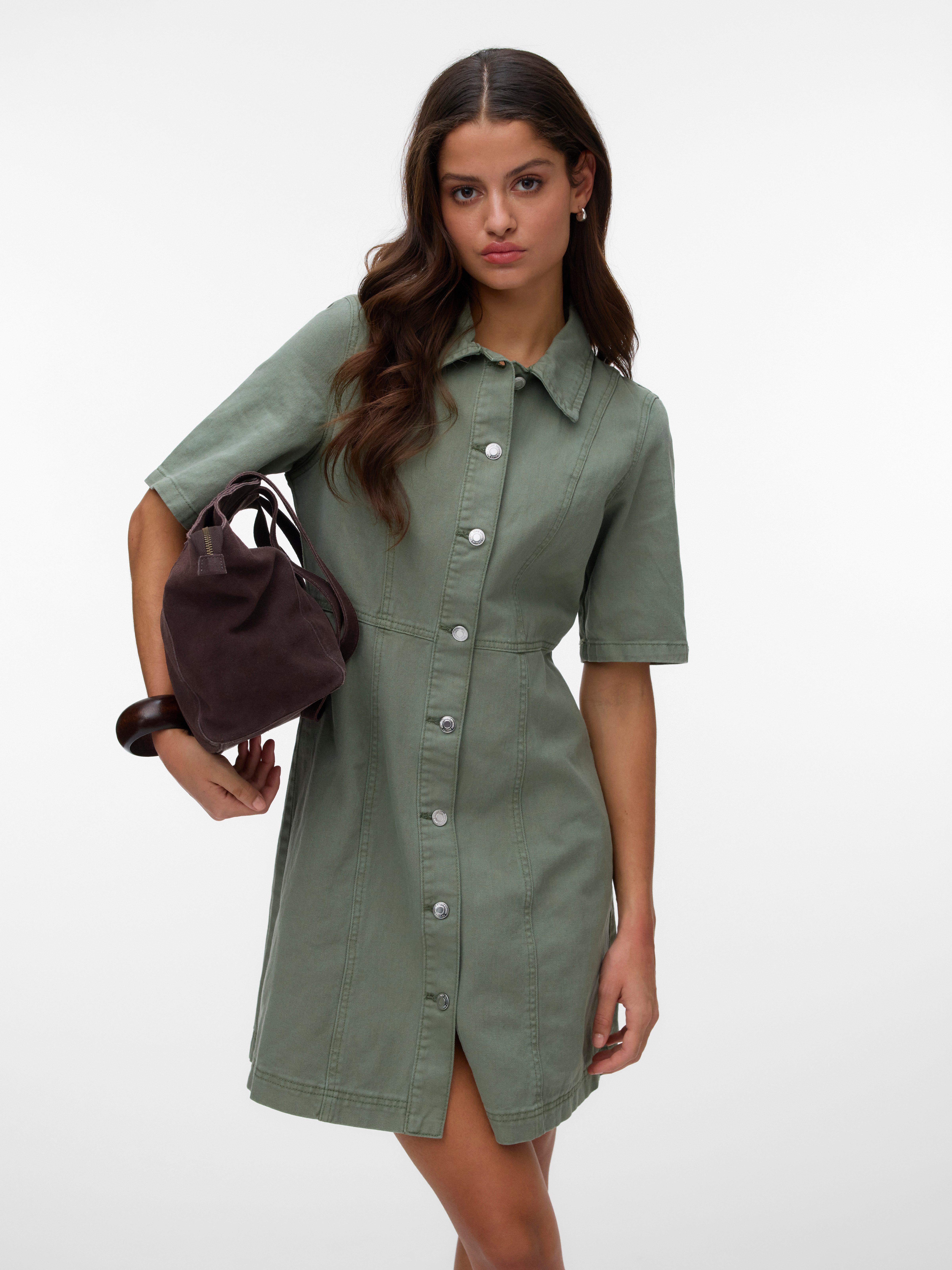 Vero Moda Jeanskleid VMDAISY 2/4 SHORT DENIM DRESS NOOS Baumwolle
