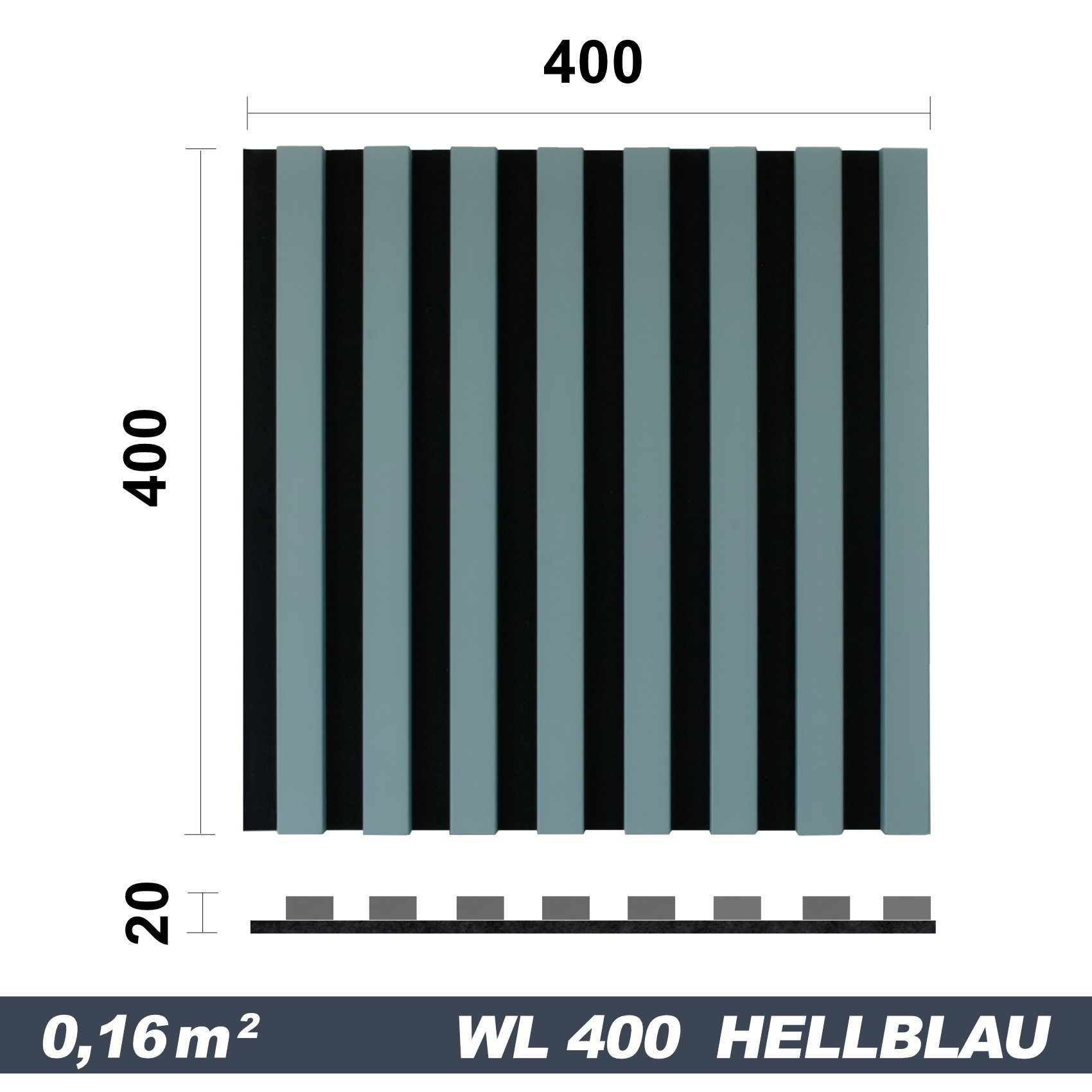 Thumbnail - marbet design Wandpaneel, (Akustikpaneele Akustikquadrate 40x40cm Wandverkleidung Holz - (1 Paneel, schwarz - hellblau) ...