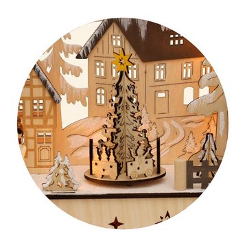 Dekohelden24 Schwibbogen LED Holz Schwibbogen mit bewegtem Weihnachtsbaum, Motiv: Laternenkinde