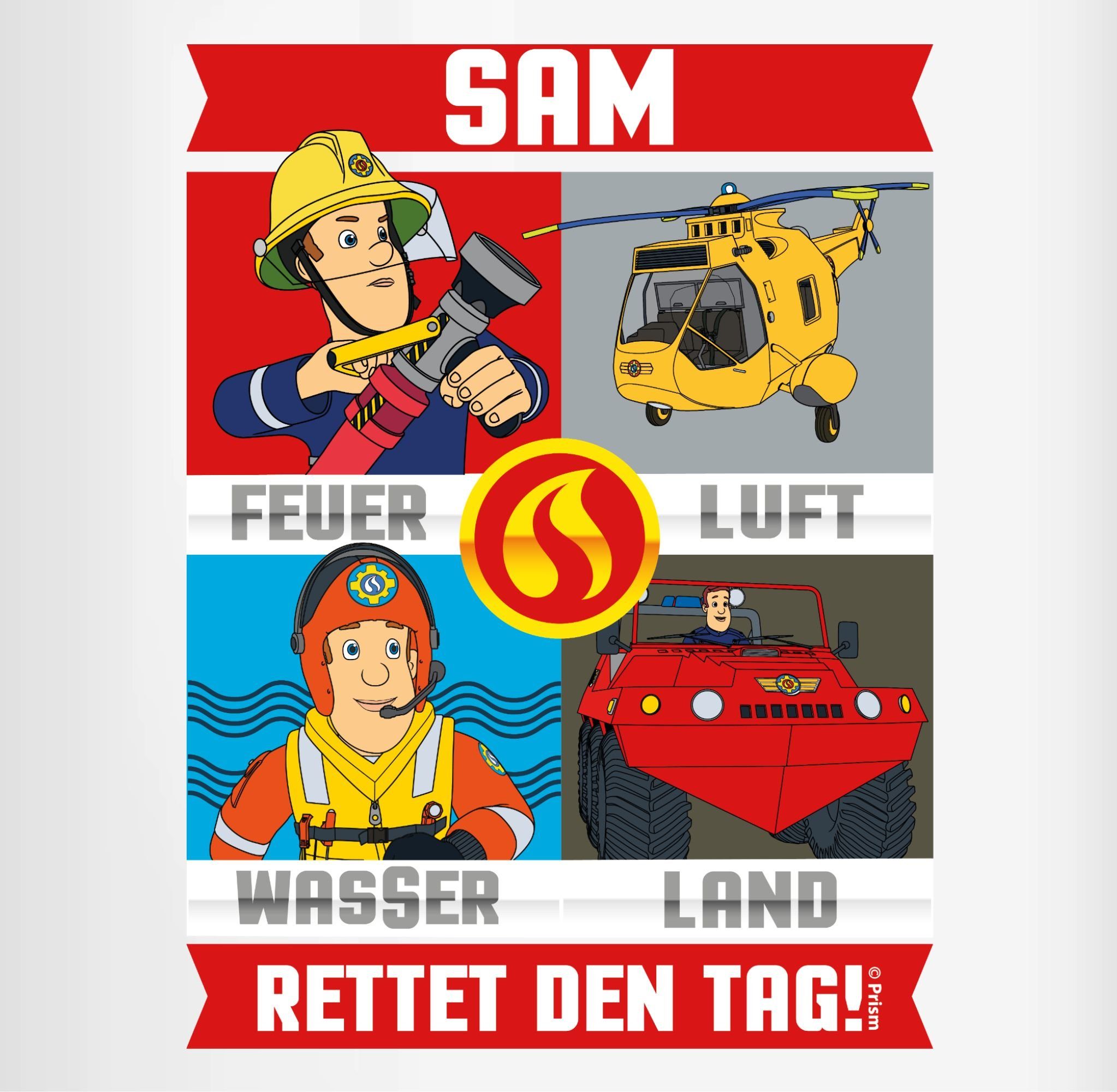 Shirtracer Tasse Sam Rot Sam den rettet Feuerwehrmann 3 Tag, Keramik, Tasse