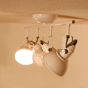Licht-Erlebnisse Deckenstrahler GINA, ohne Leuchtmittel, Wand und Deckenlampe Weiß retro schwenkbar Vintage Lampe