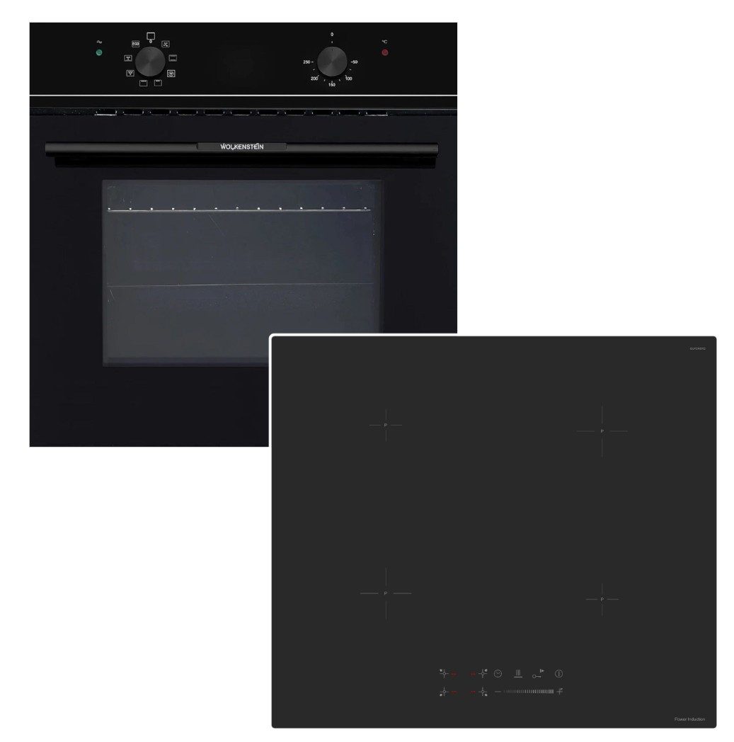 Wolkenstein Backofen-Set ECO Funktion+keenberk Induktionskochfeld Booster TouchSlider MattBlack, mit Nein