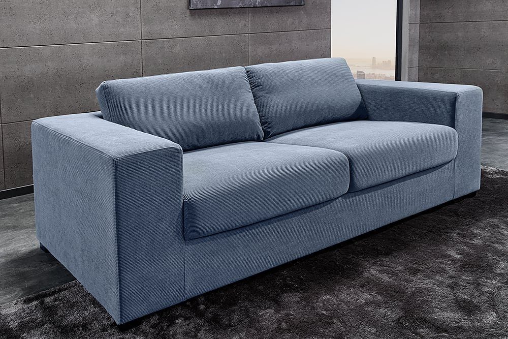 Sofa Cord Federkernpolsterung Lounge-Sofa NICE 220cm LebensWohnArt blau