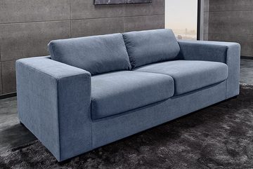 LebensWohnArt Sofa Lounge-Sofa NICE 220cm blau Cord Federkernpolsterung