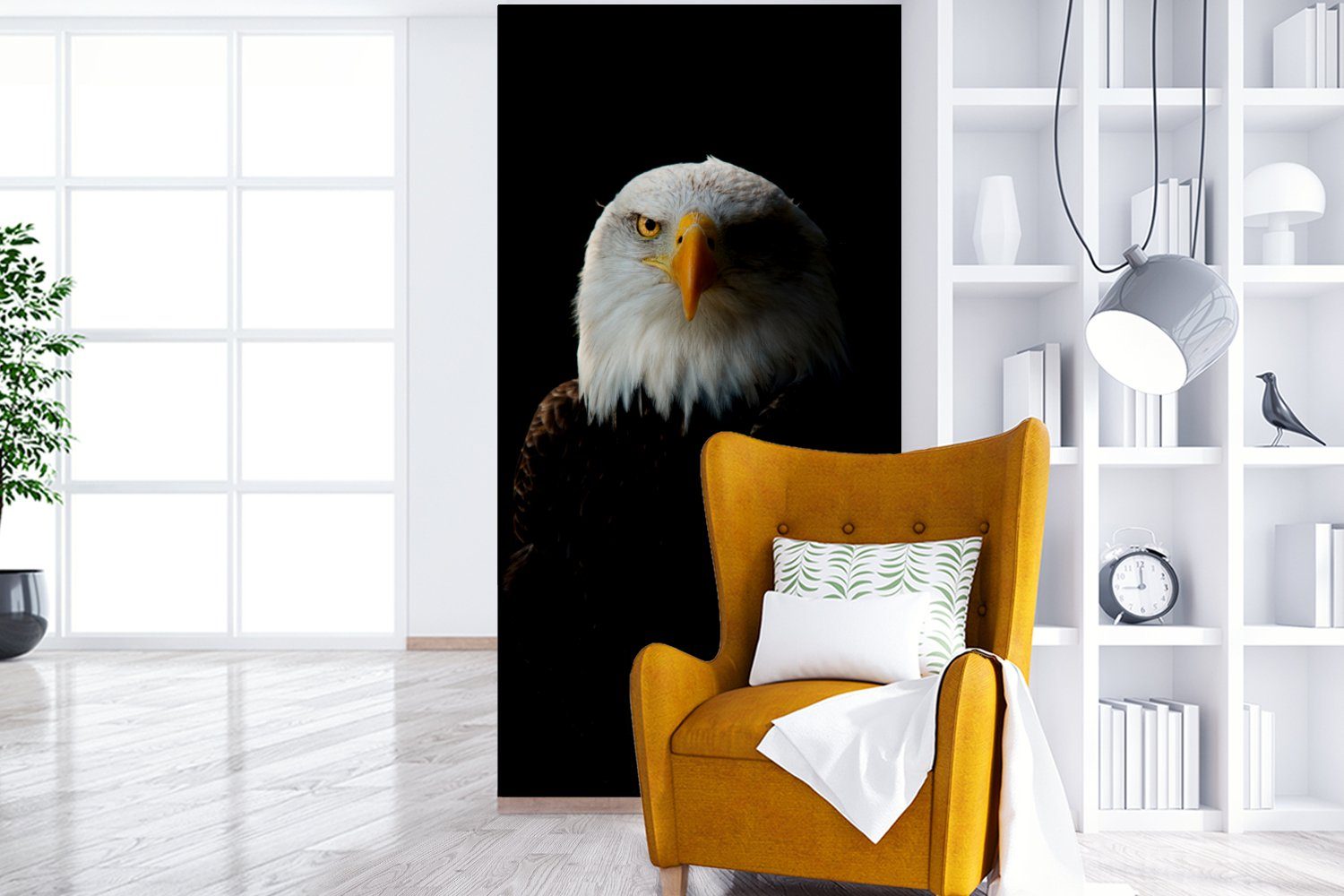 Wohnzimmer Vliestapete - Matt, Adler Küche, (2 St), bedruckt, Fototapete Vogel MuchoWow für Schwarz, Fototapete Schlafzimmer -