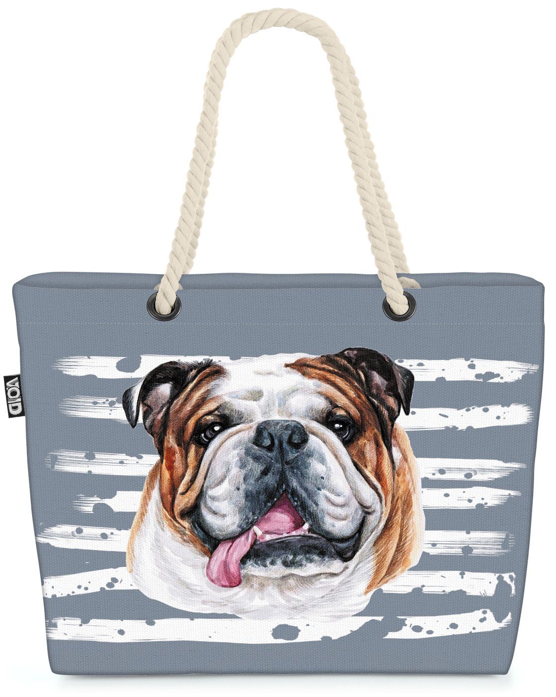 VOID Strandtasche (1-tlg), Bulldogge Hund Dogge Haustier Tier Dog grau