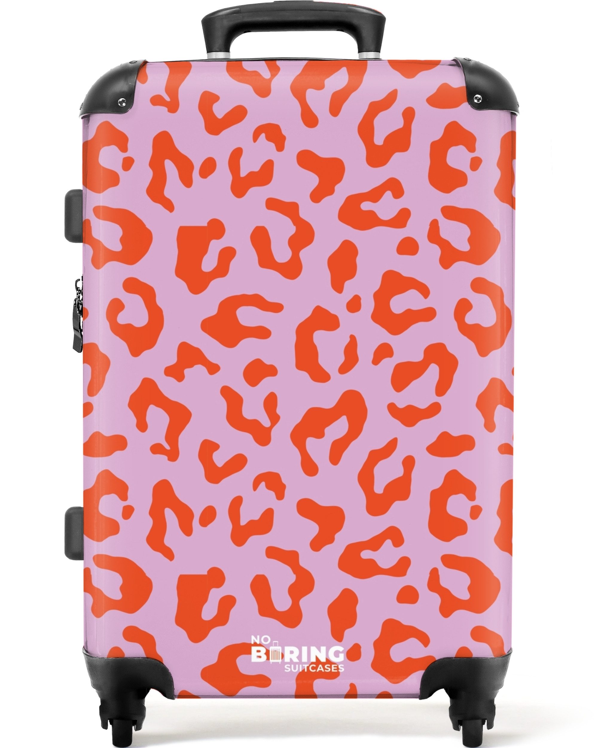 NoBoringSuitcases.com© Hartschalen-Trolley Rosa mit rotem Panther-Aufdruck günstig online kaufen
