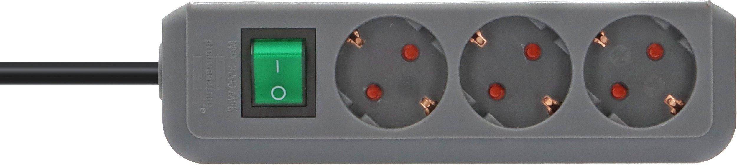 Brennenstuhl Eco-Line Steckdosenleiste 3-fach (Kabellänge 1,5 m), mit erhöhtem Berührungsschutz und Schalter