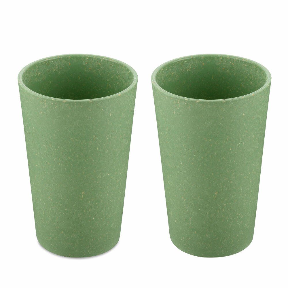 KOZIOL Becher Connect Cup L 2er-Set Nature Leaf Green, 2-tlg., Kunststoff-Holz-Mix, stapelbar