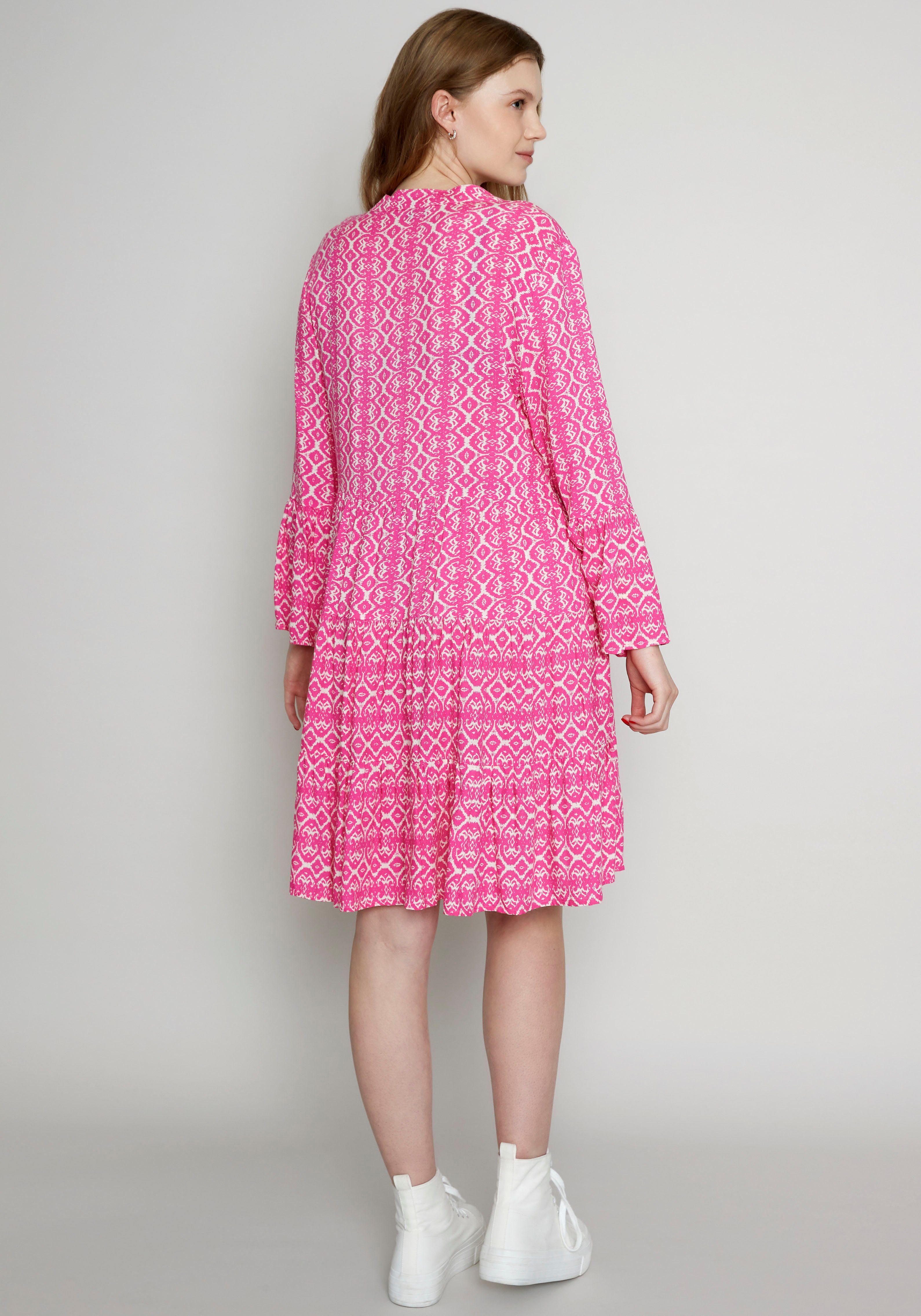 Dress Style Sommerkleid im mit Me44lika ZABAIONE Pink Tunika Volant