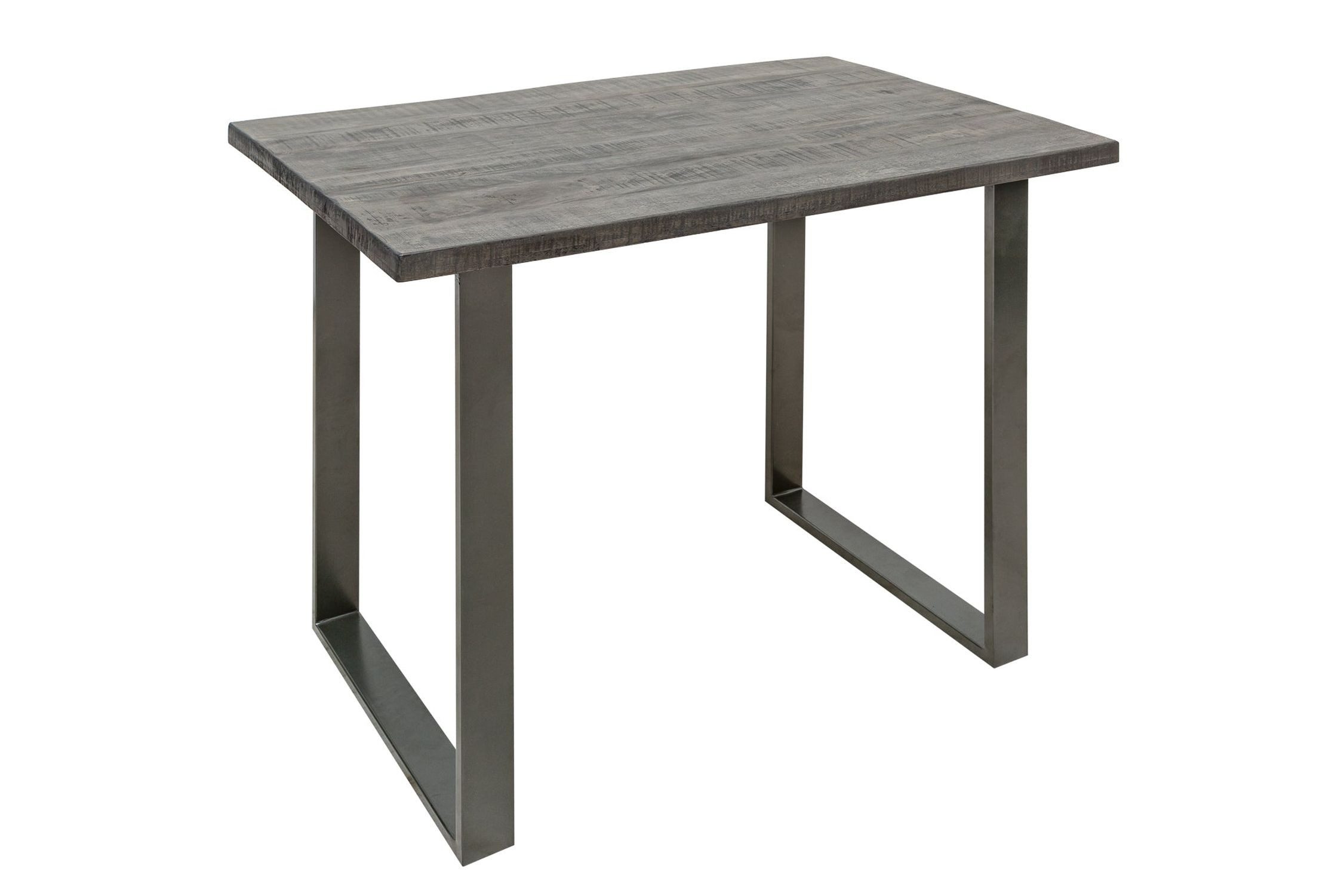 Licht-Erlebnisse Stehtisch SARAN, aus Mango Holz Edelstahl in Grau Schwarz 120 x 80 x 105 cm (LxBxH)