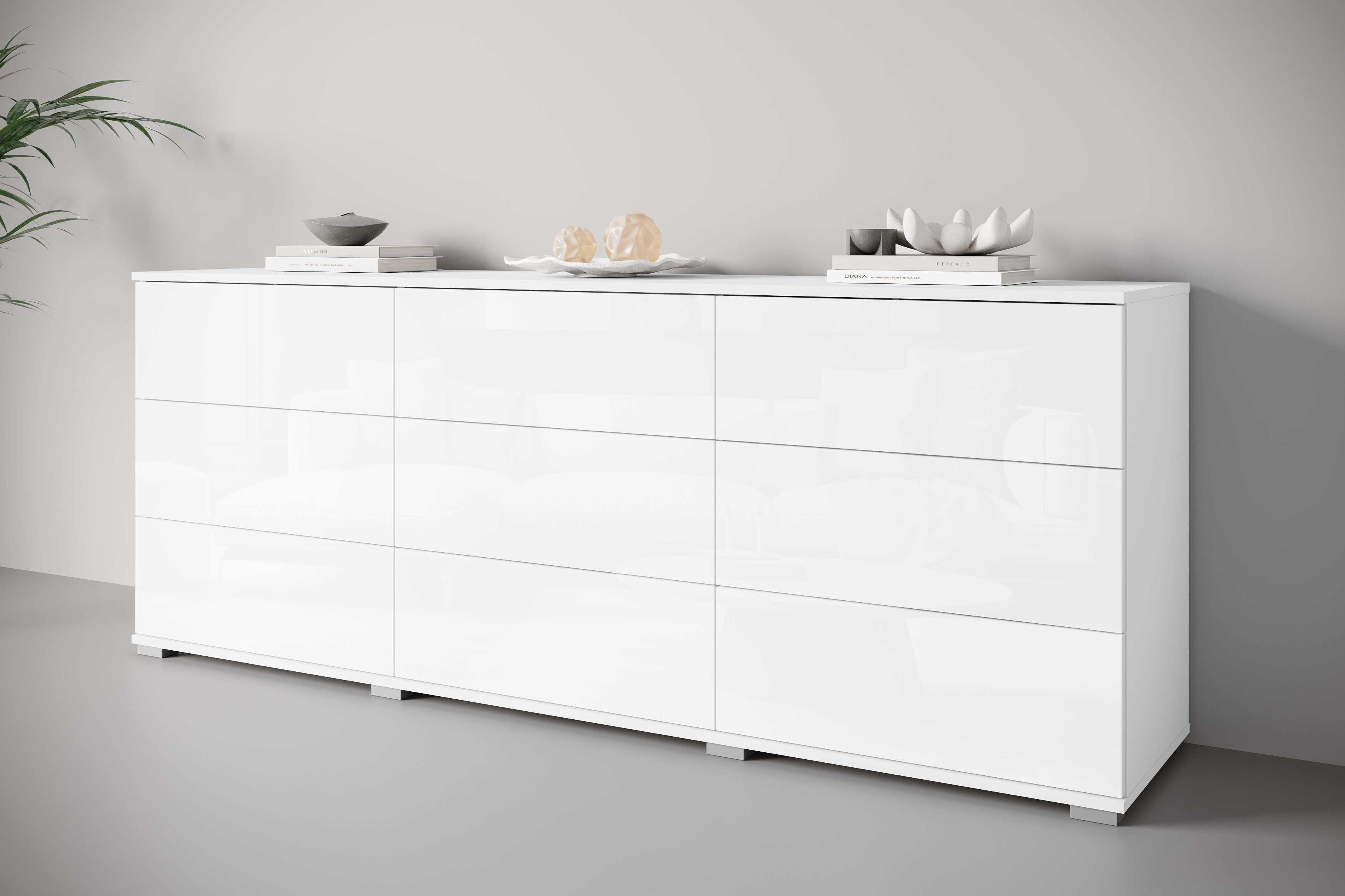 OTTO home Sideboard Kenia, Kommode, 180 cm breit, mit 9 Schubladen (1 St), Push-to-Open-System und großzügiger Stauraum