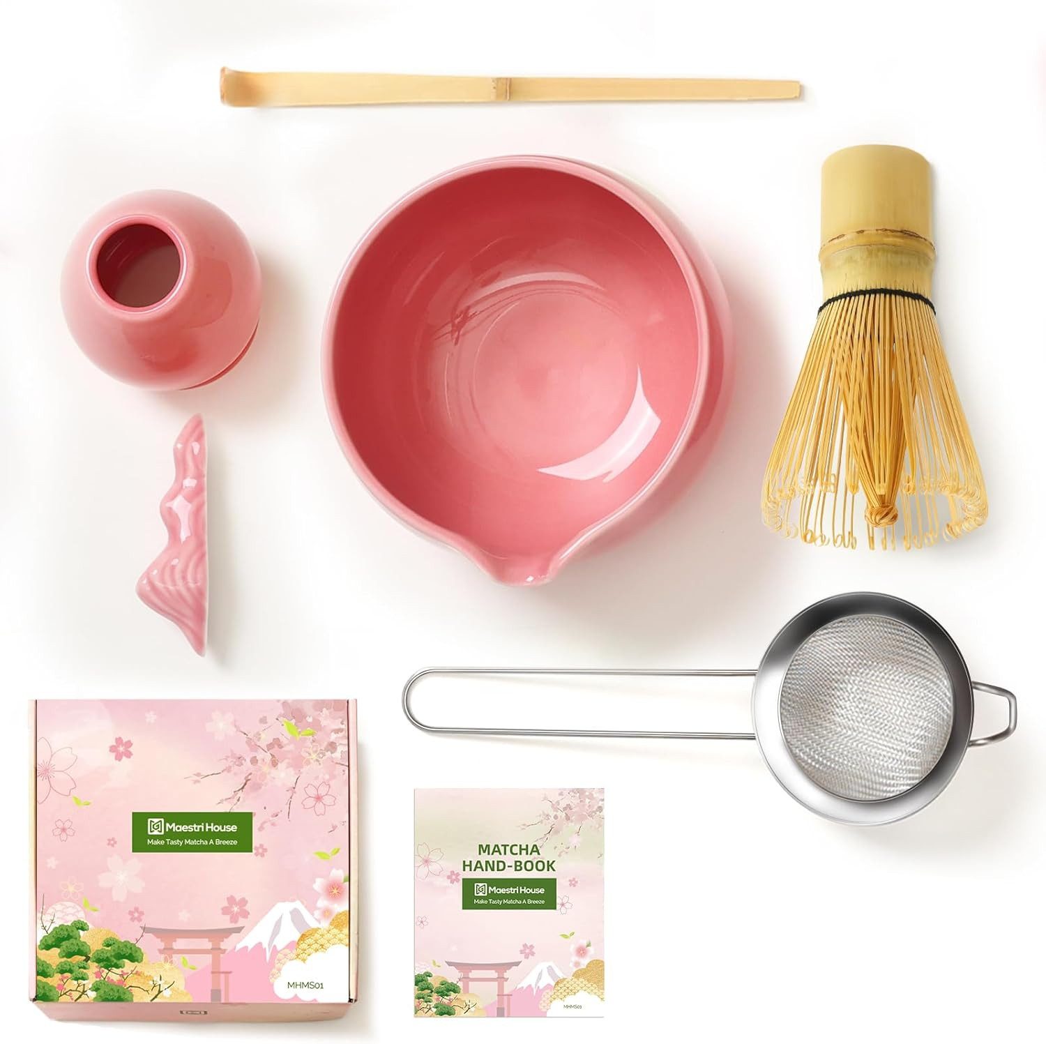 Maestri House Teeservice Matcha Set 7-teilig, Schale, Chasen & Geschenkset, Bambus, SCHÜSSEL MIT AUSGIESSER – Bild 5 von 5