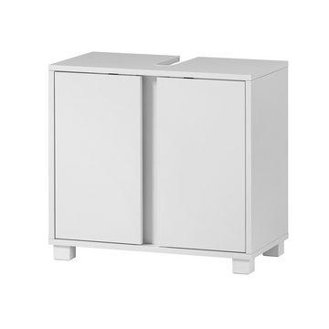 Lomadox Badmöbel-Set DERIO-80, (Spar-Set, 3-St), Waschbeckenunterschrank Spiegelschrank Hochschrank in mattem Weiß