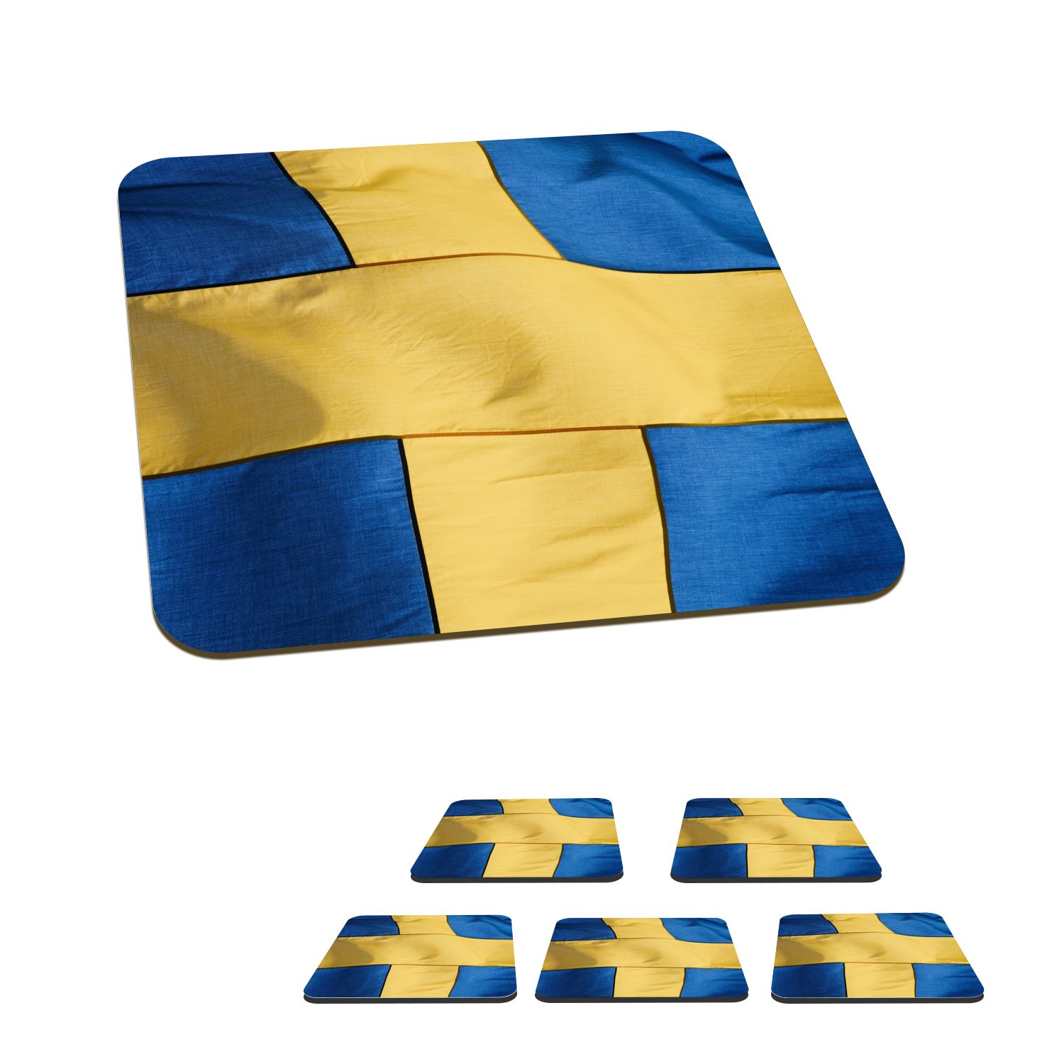 MuchoWow Glasuntersetzer Nahaufnahme der Flagge von Schweden, Zubehör für Gläser, 6-tlg., Glasuntersetzer, Tischuntersetzer, Korkuntersetzer, Untersetzer, Tasse