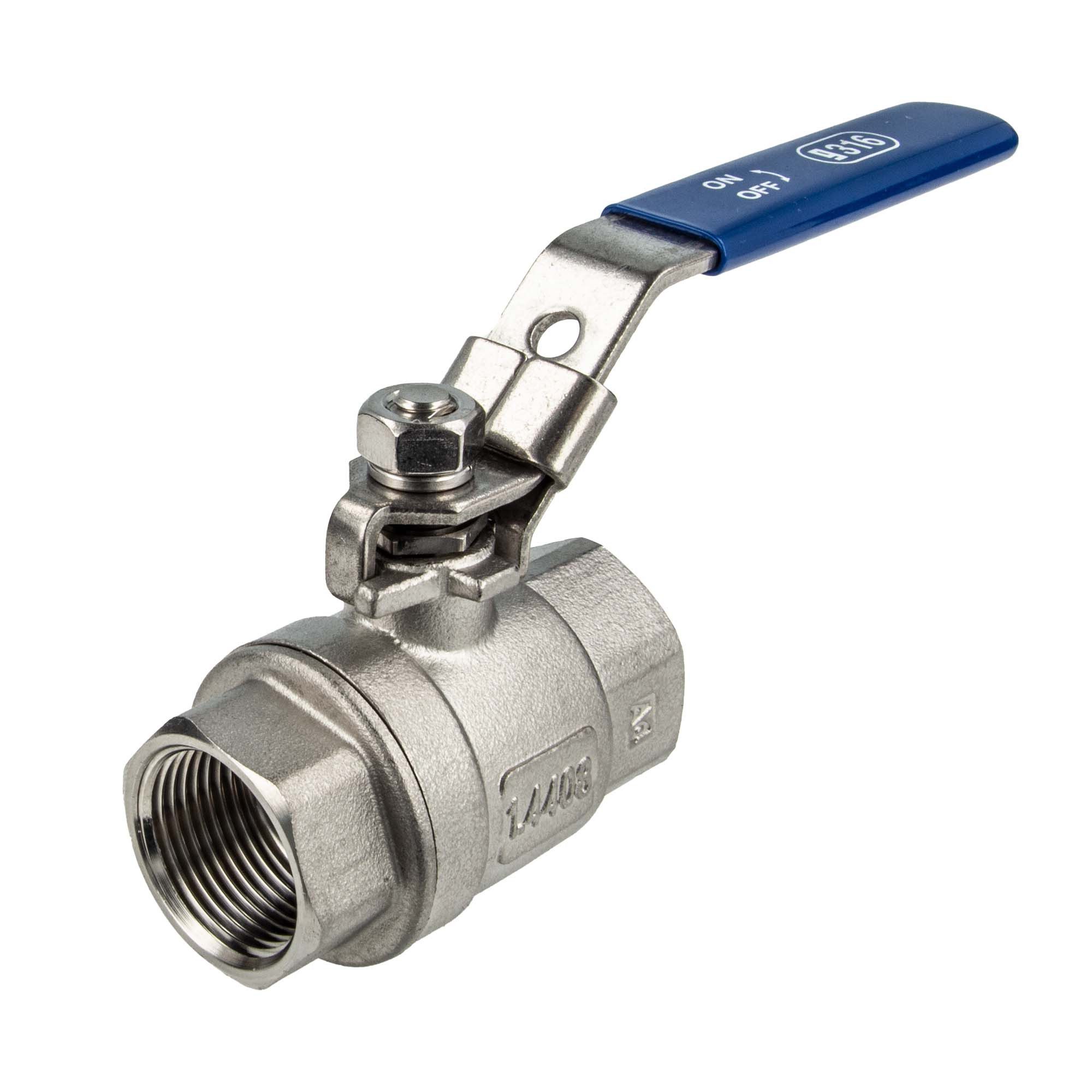 GEBO Kugelhahn Edelstahl zweiteilig, Eco, voller Durchgang, beidseitig IG, Typ 605, absperrbar gegen unbefugte Nutzung