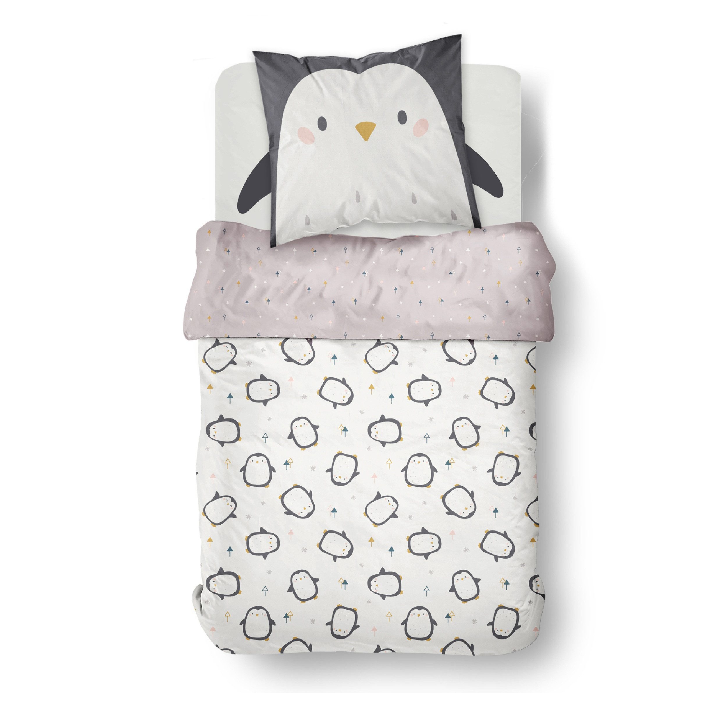Familando Kinderbettwäsche Pinguin Set 135x200 80x80 cm aus 100% Baumwolle günstig online kaufen
