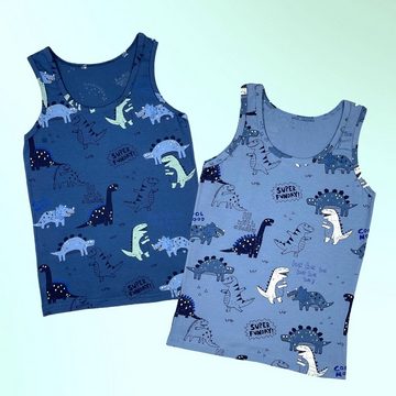 LOREZA Unterhemd 5er Set Jungen Unterhemden - Dinosaurier - Bunt (Spar-Packung, 5-St)