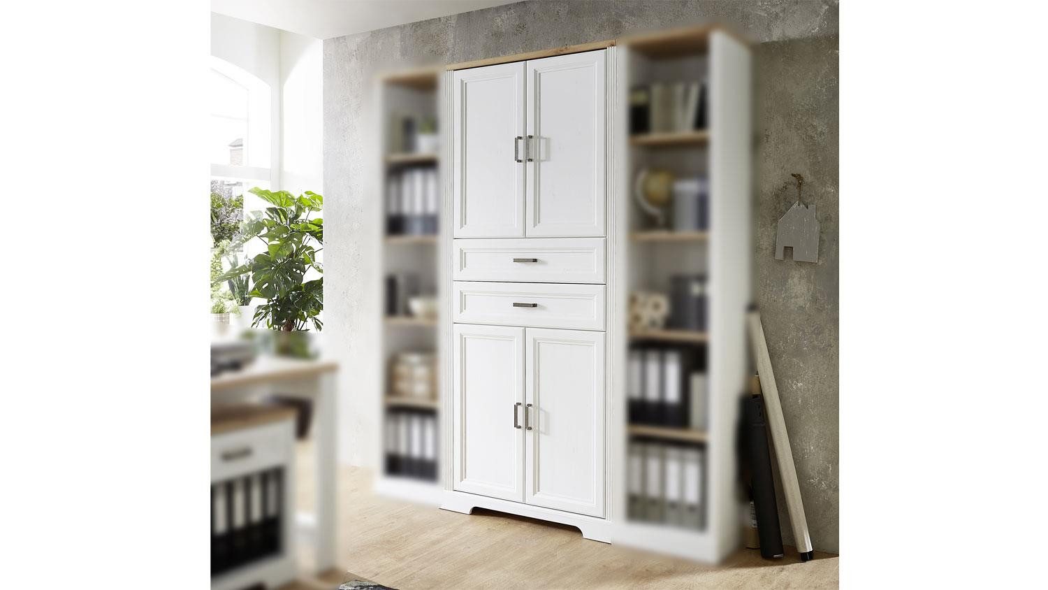 Innostyle Aktenschrank Aktenschrank Büroschrank Jasmin Pinie weiß Dekor 86x38