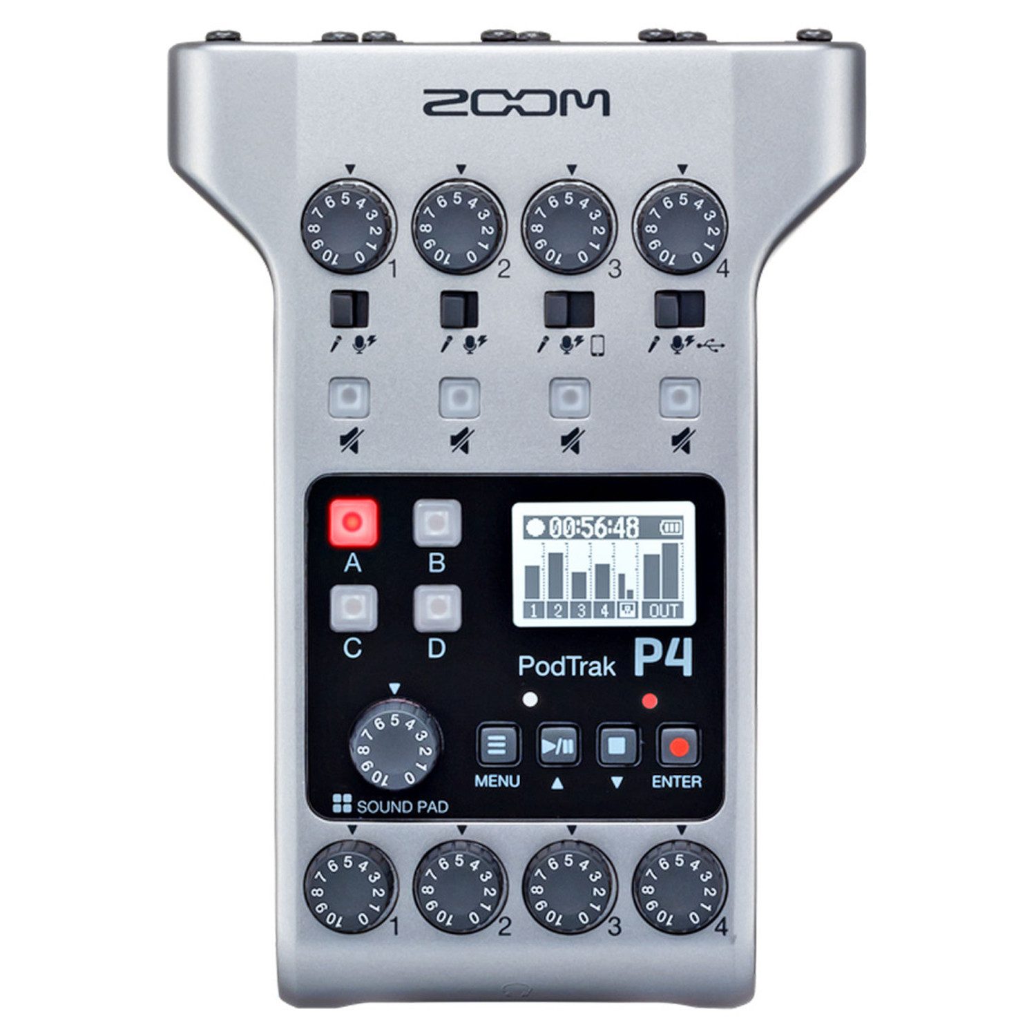 Zoom Audio Zoom P4 Podtrak Podcast Recorder Digitales Aufnahmegerät (für mobile Podcast Aufnahmen)