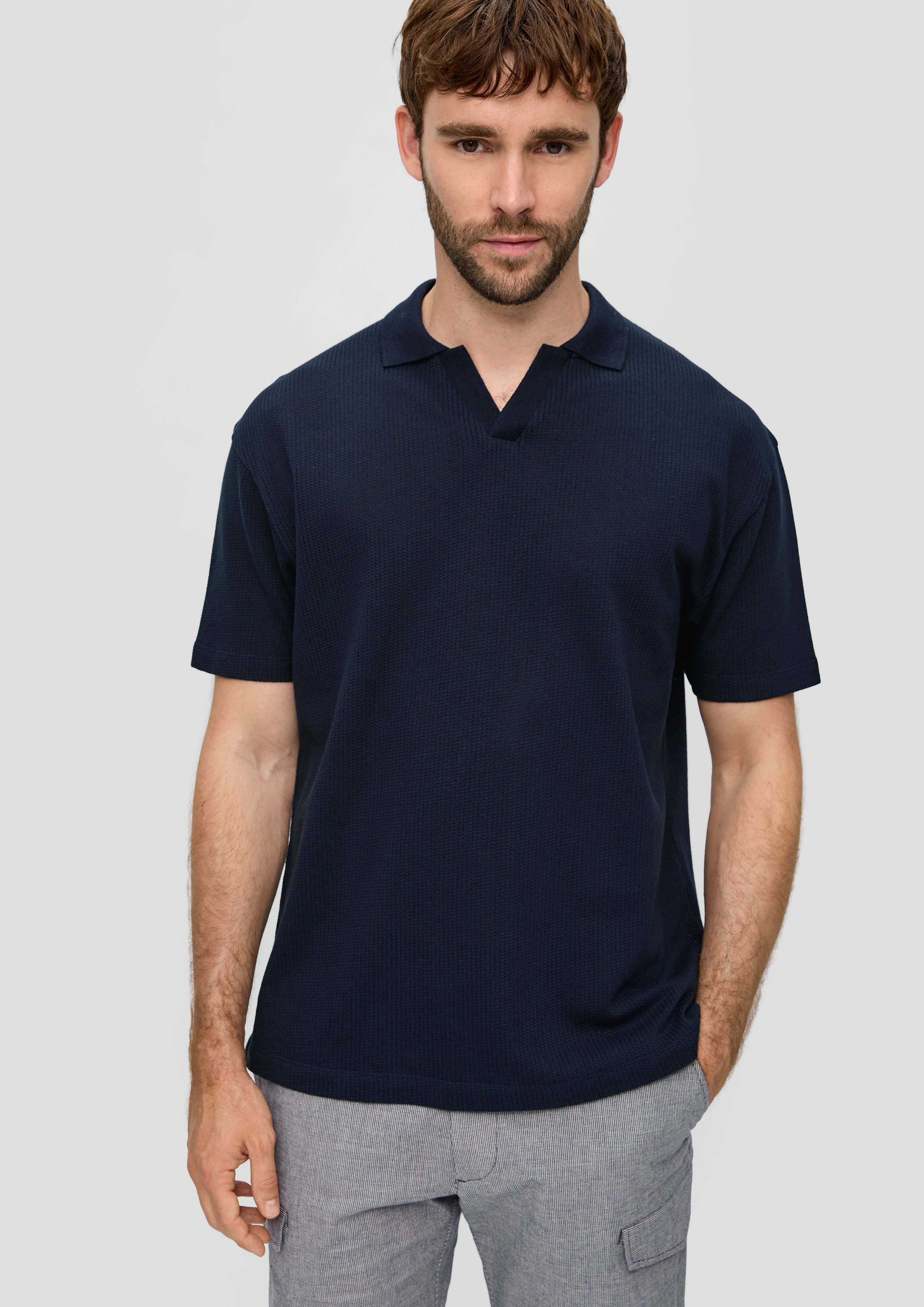 s.Oliver Kurzarmshirt T-Shirt mit Ajour-Muster