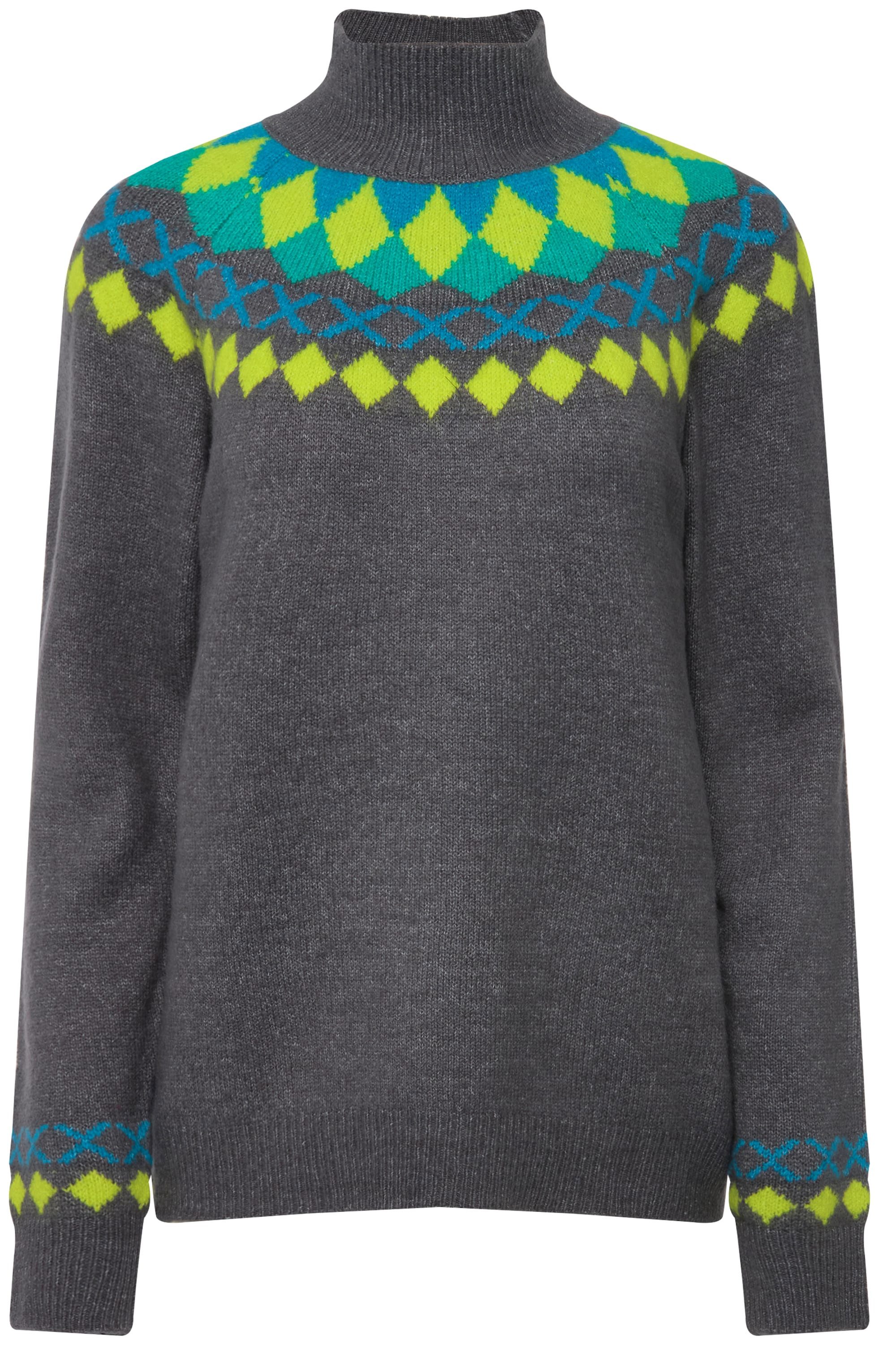 Laurasøn Strickpullover Norweger-Pullover farbige Muster Stehkragen günstig online kaufen