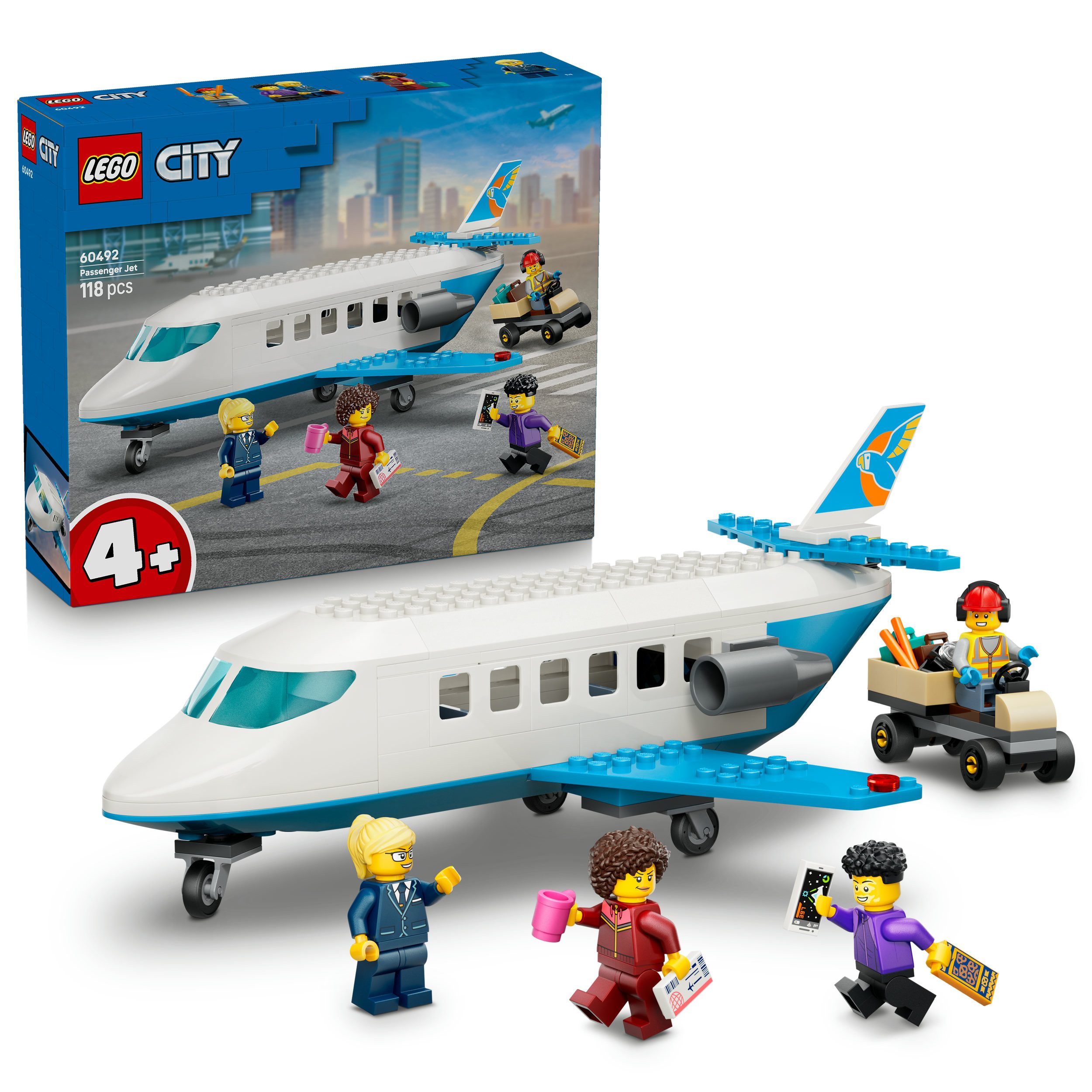 LEGO® Passagierjet (60492), LEGO City Konstruktionsspielsteine, (118 St), Made in Europe